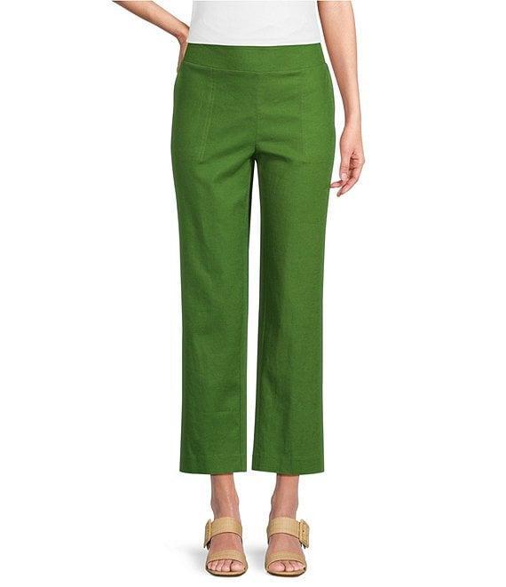 Investments Linen Blend Pull-On Straight Leg Ankle Pants Product Image