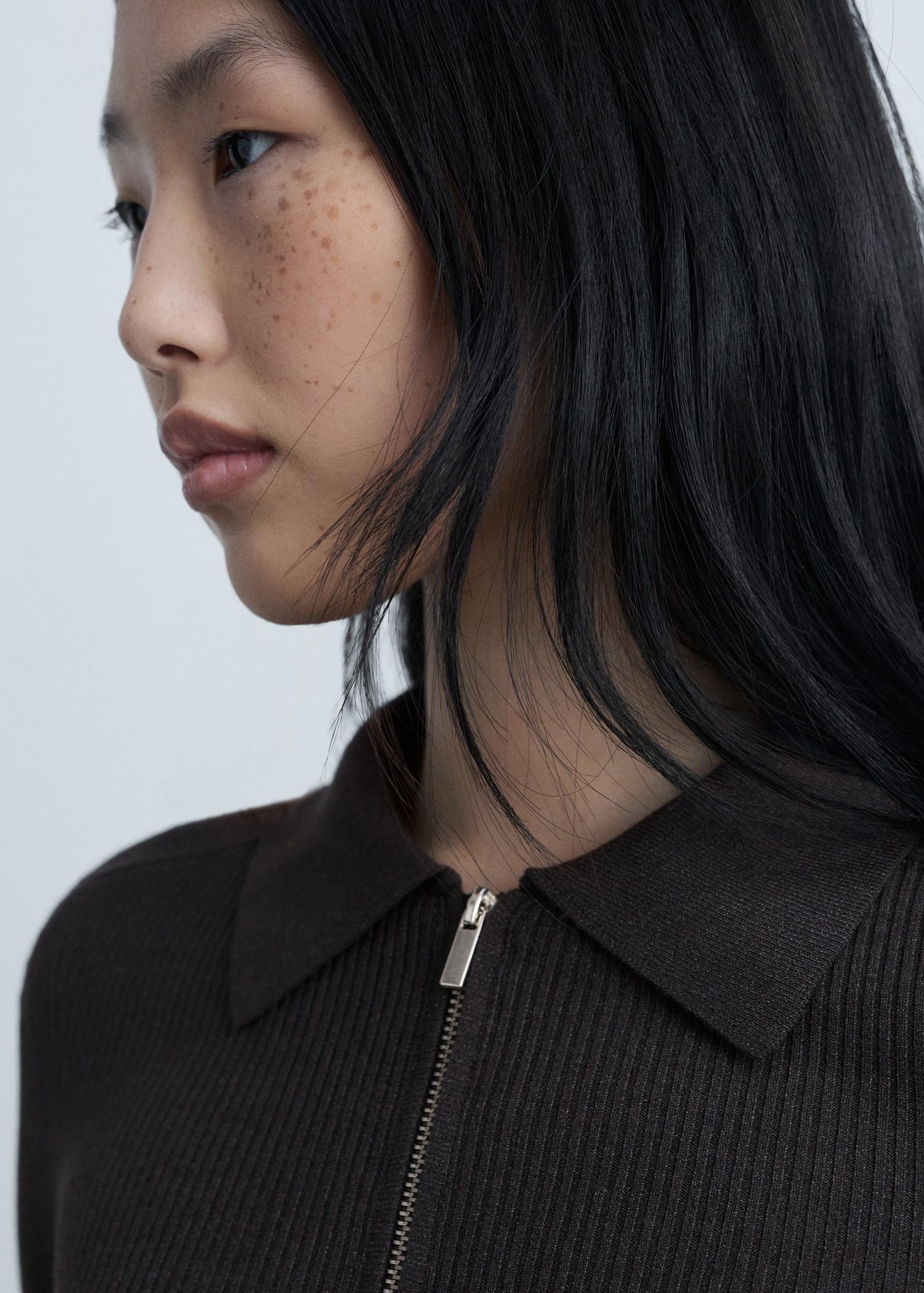 Zipped knit cardigan - Women | MANGO USA Product Image