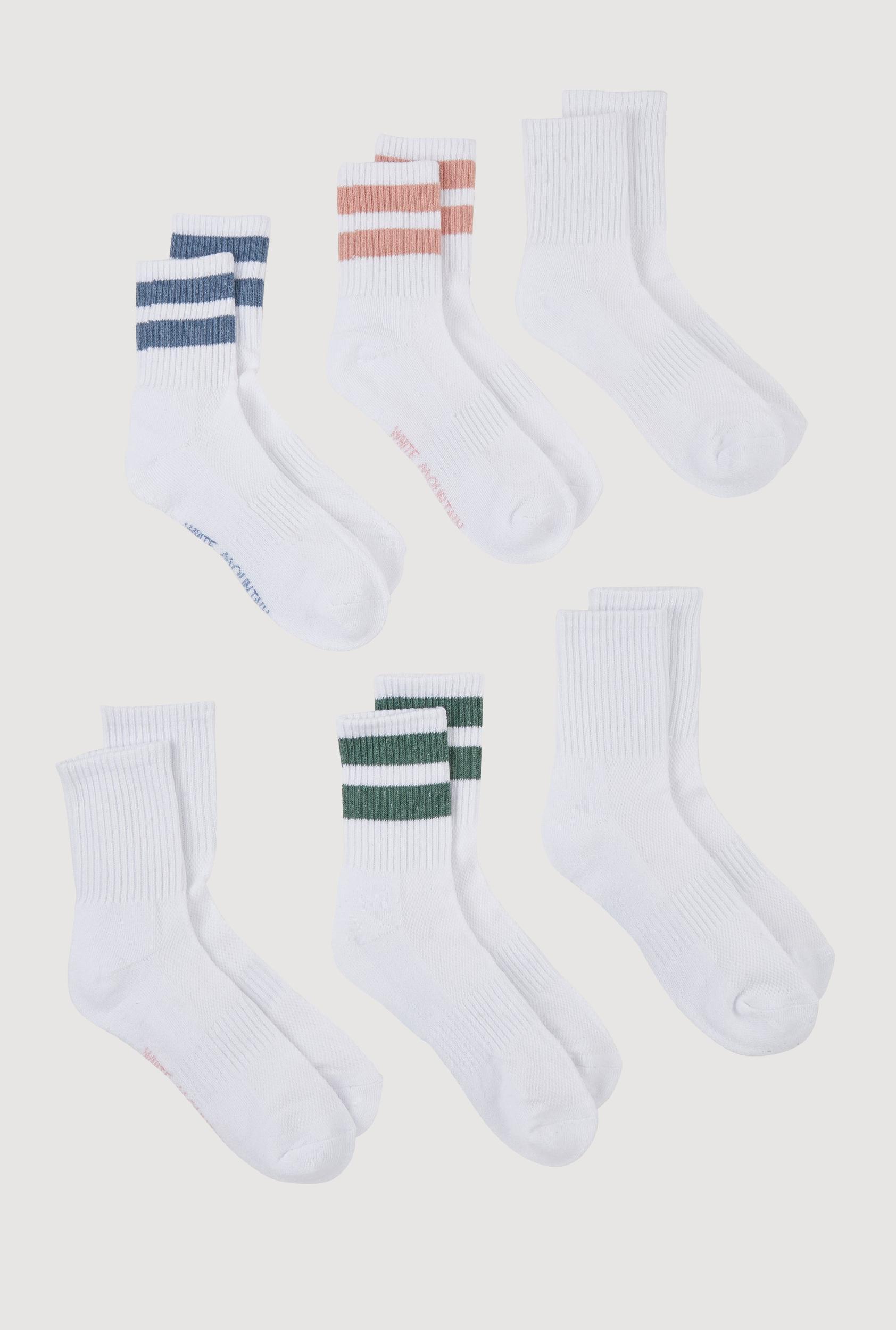 Varsity Stripe Mid Crew Socks 6 Pack Size 4-10 Female Product Image