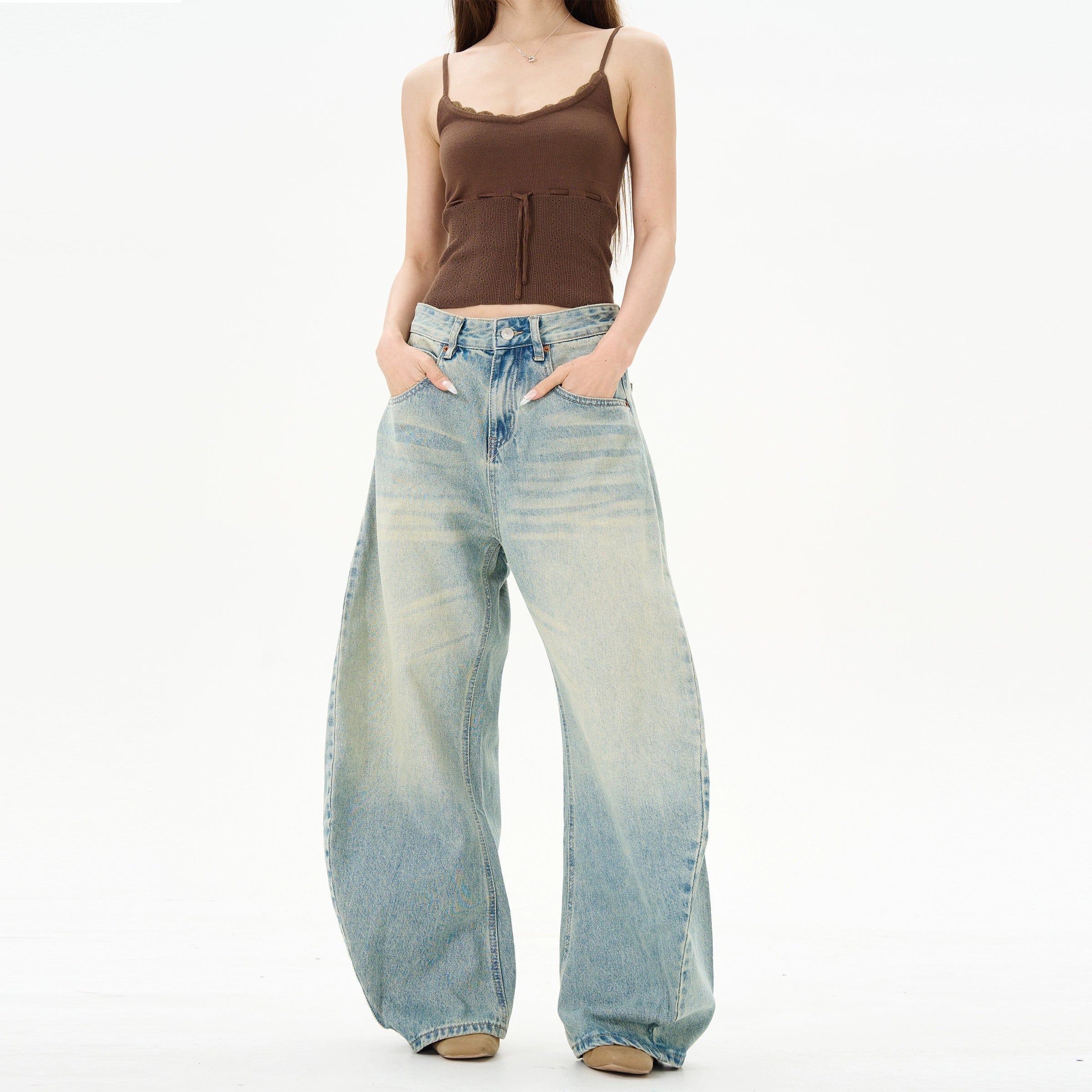 RT No. 12222 WHISKER BLUE DENIM STRAIGHT JEANS Product Image