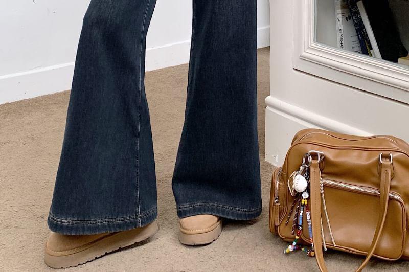 Fleece-Lined High-Rise Boot-Cut Jeans Product Image
