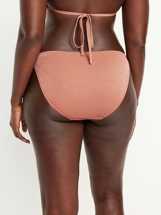 Mid-Rise Side-Tie Shine String Bikini Swim Bottoms Product Image