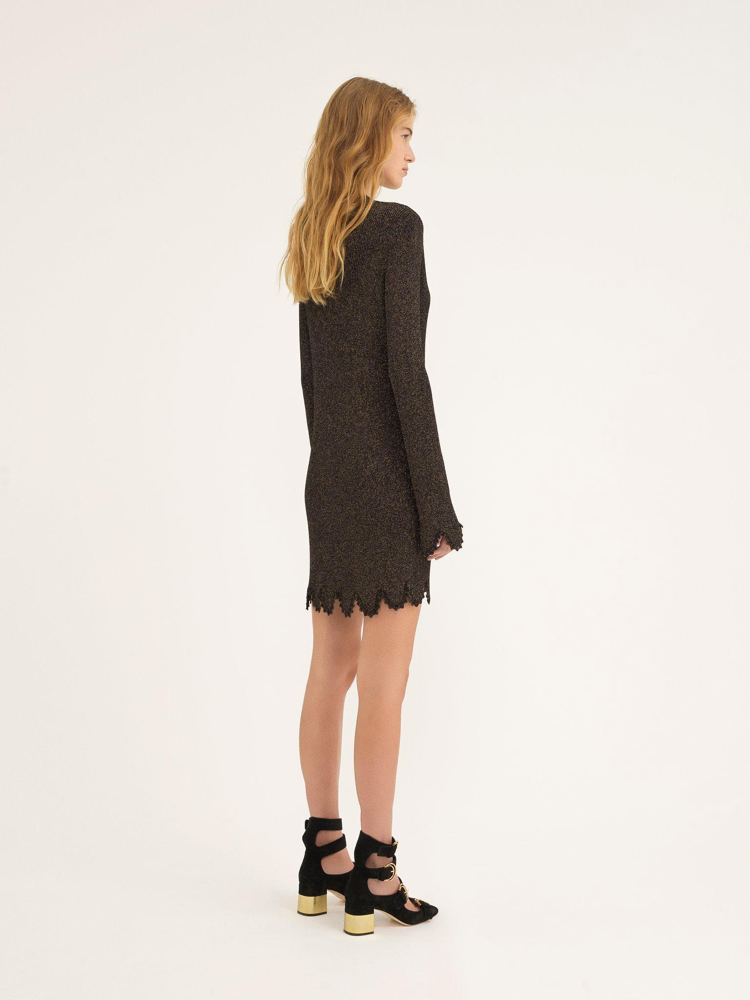 Fitted scallop dress in viscose-blend knit Product Image
