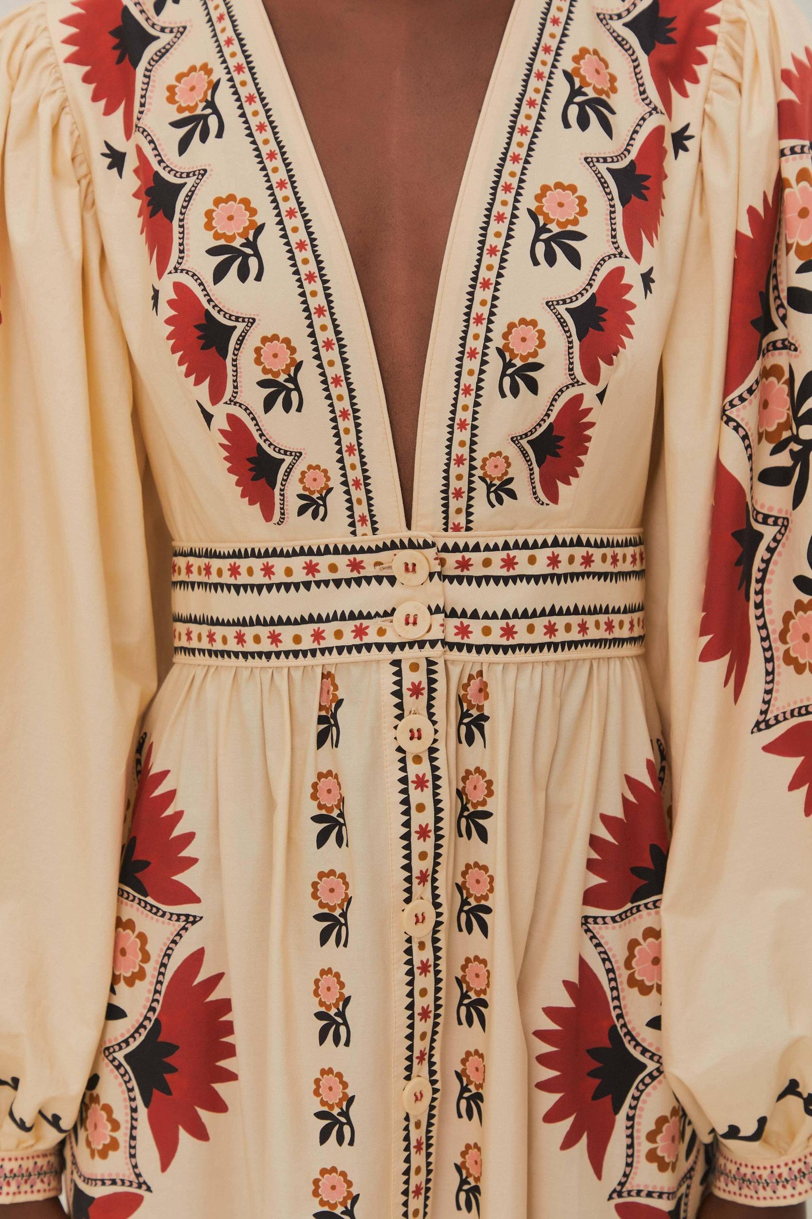 Cream Cashew Mandala Maxi Dress, CASHEW MANDALA CREAM / XXS Product Image