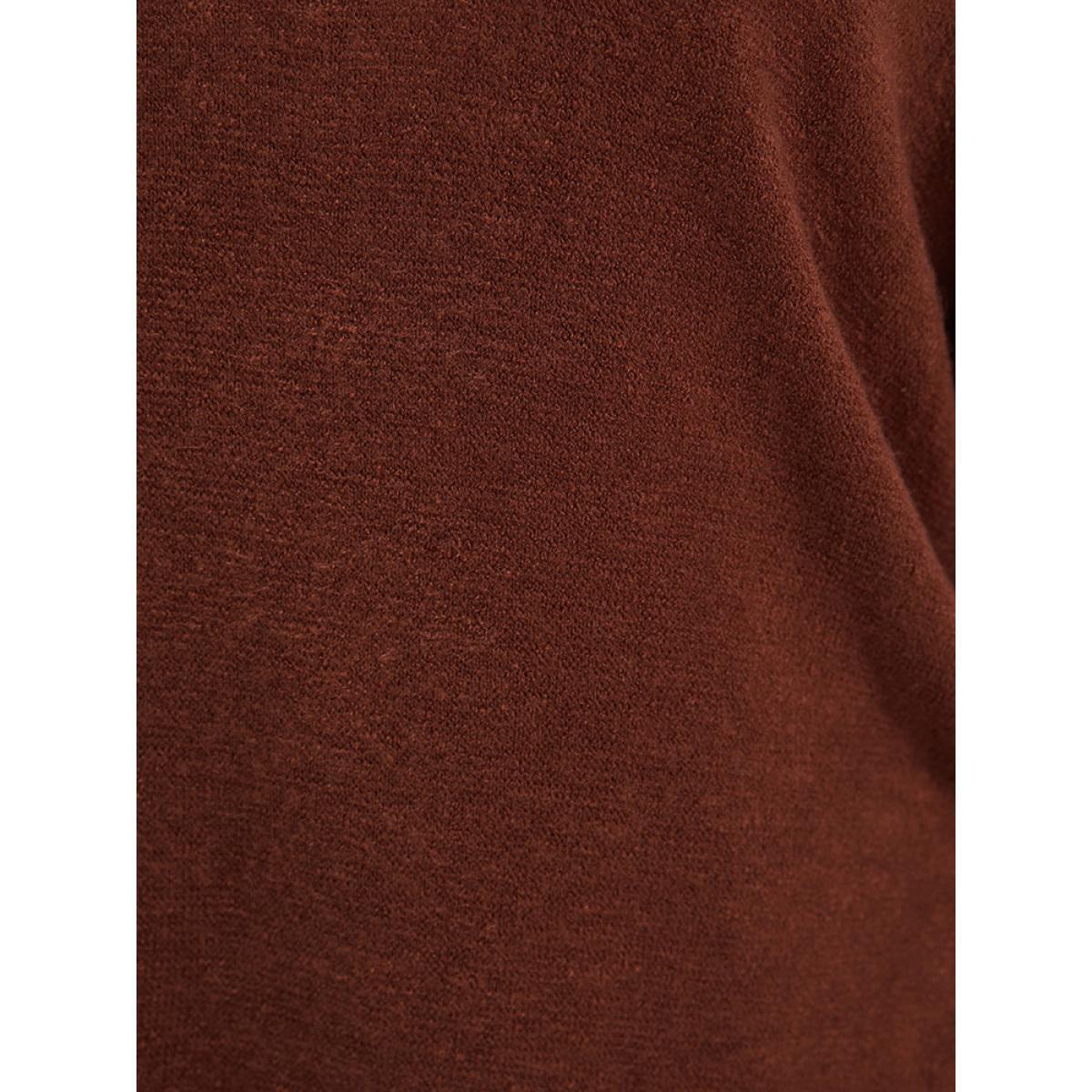 Plus Size Solid Button Up Round Neck Sweatshirt Women Rust Elegant Button Round Neck Dailywear Sweatshirts BloomChic 28/5X Product Image