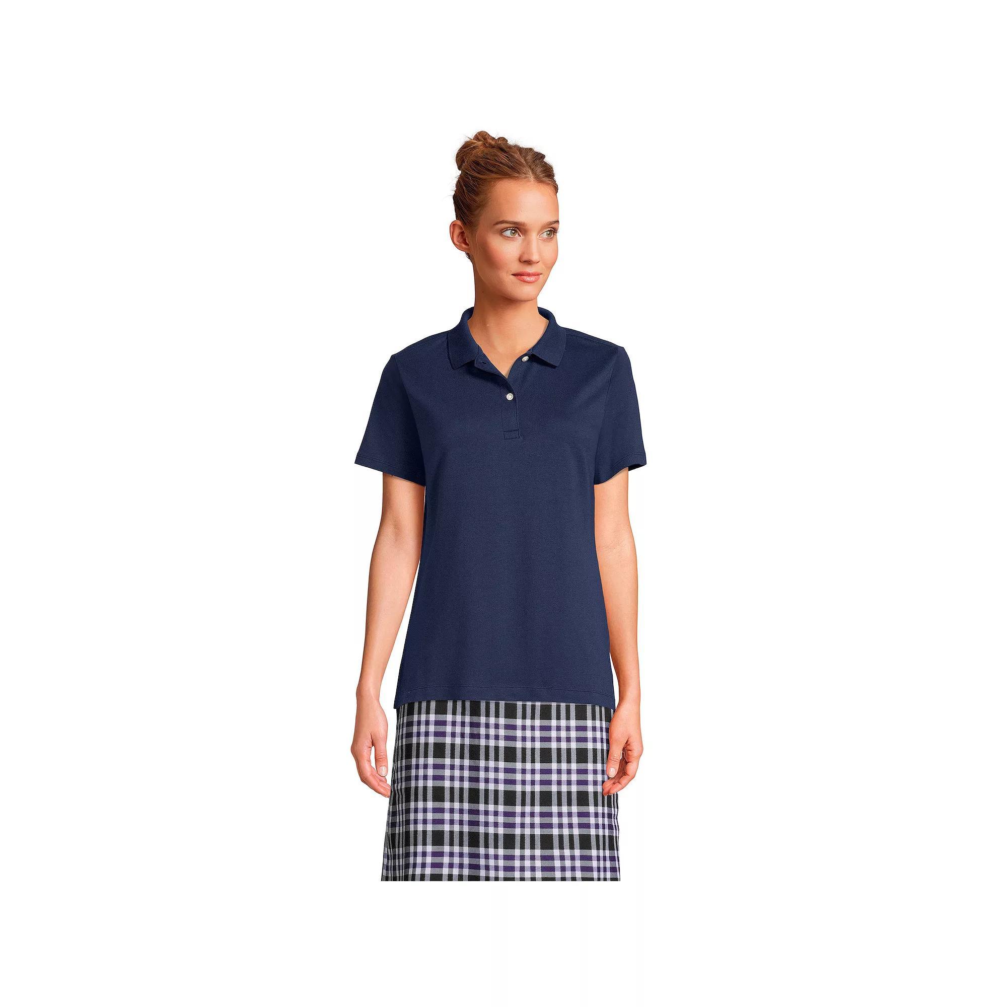 Womens Lands End School Uniform Short Sleeve Interlock Polo Shirt Product Image