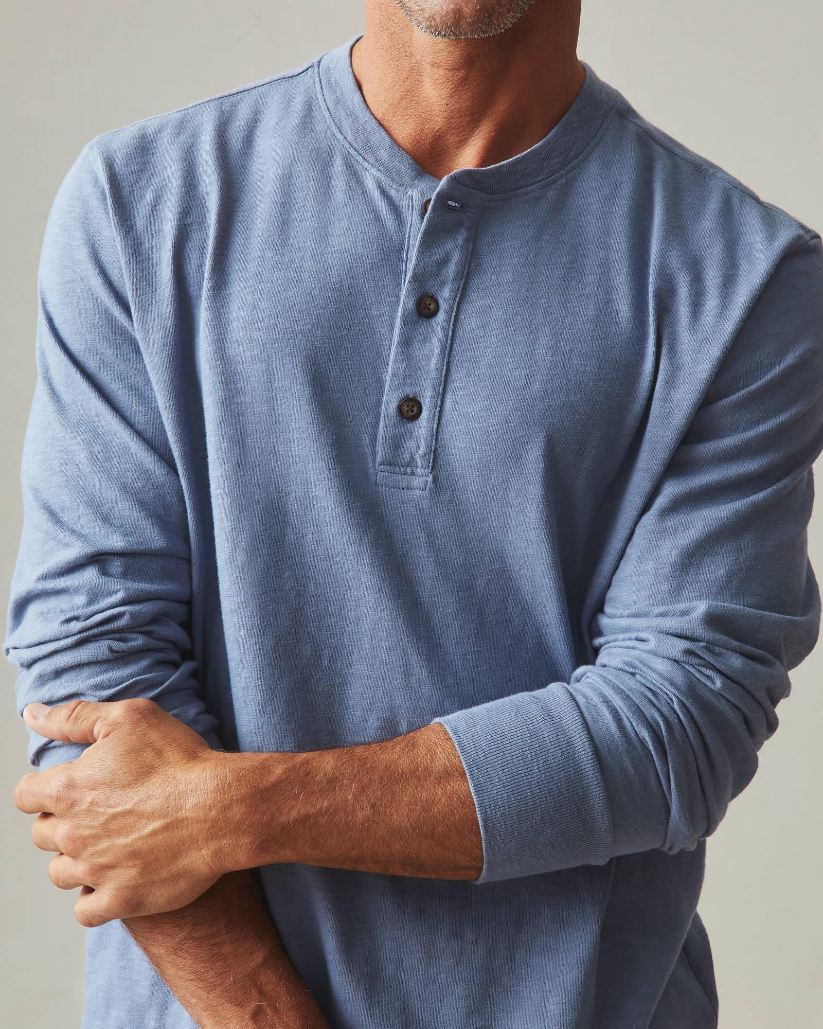 Men's Premium Slub Long Sleeve Henley - Wild Wind Male Product Image