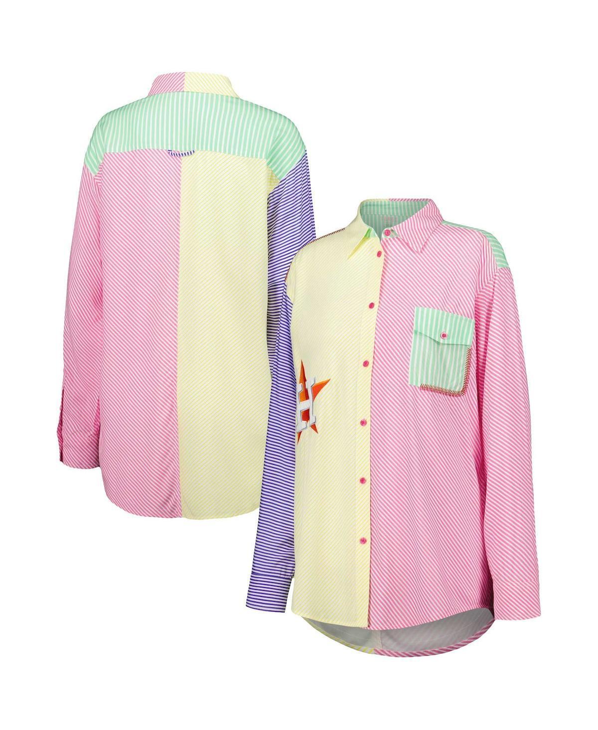 Women's Yellow/Red Houston Astros Button-Up Shirt, Size: Large Product Image