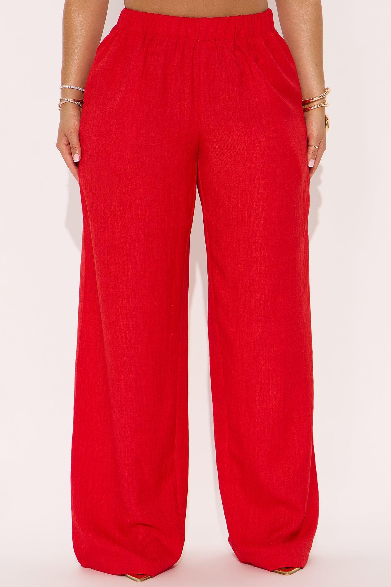 Daydreaming Wide Leg Airflow Pant - Red Product Image