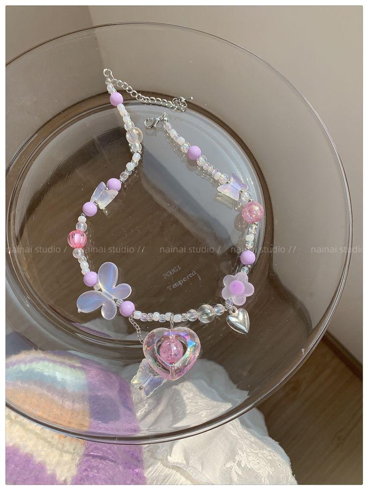 Heart Butterfly Bead Choker Product Image