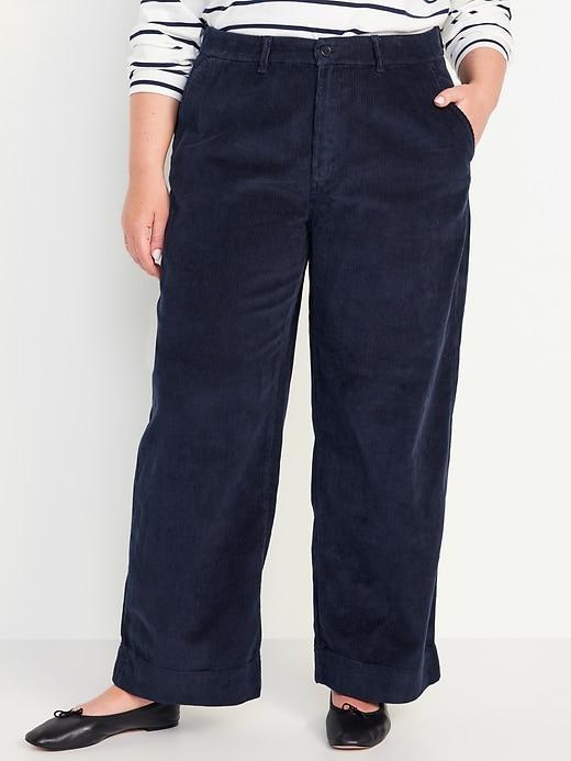 High-Waisted Corduroy Wide-Leg Pants Product Image