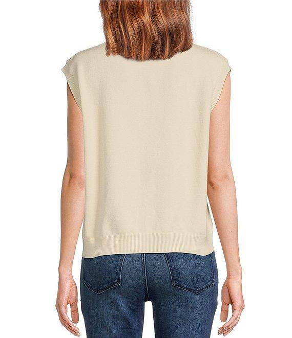 Skies Are Blue Lemon Printed Crew Neck Sleeveless Sweater Top Product Image