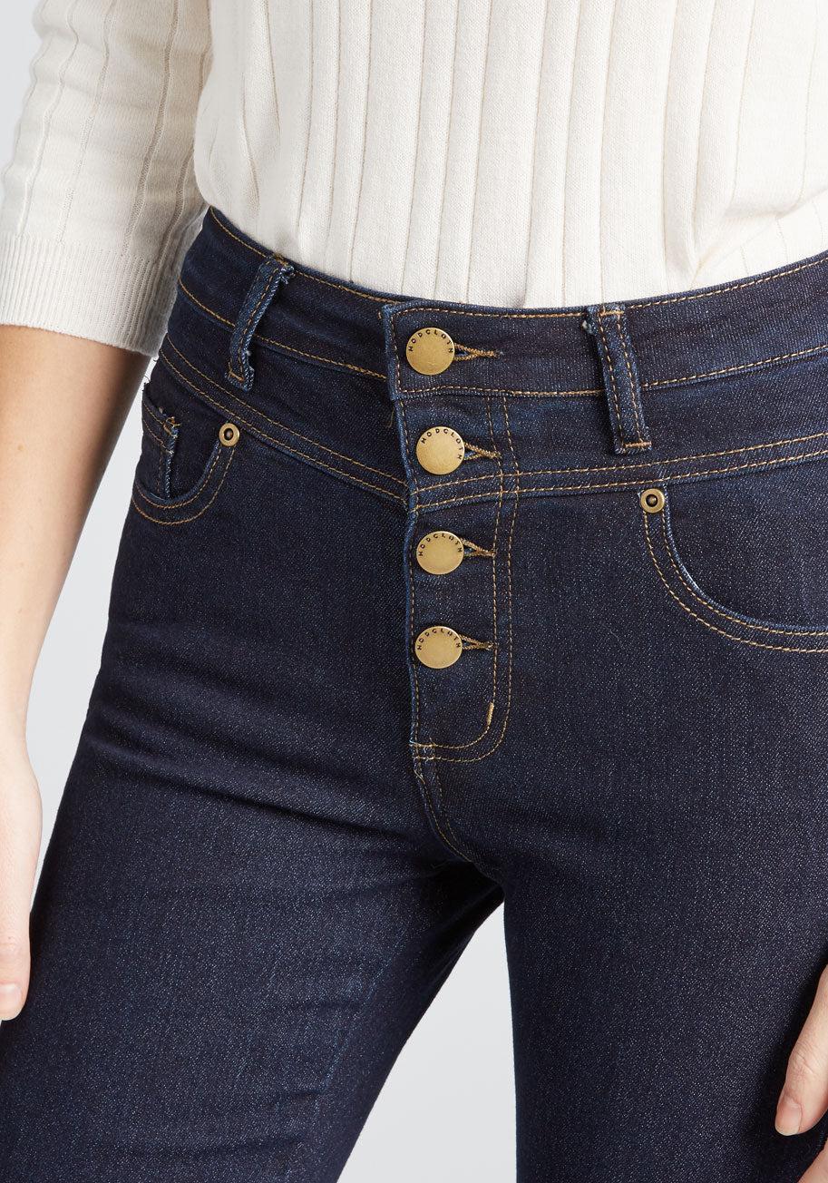 Karaoke Seamstress Buttoned Skinny Jeans - 30 in. Product Image