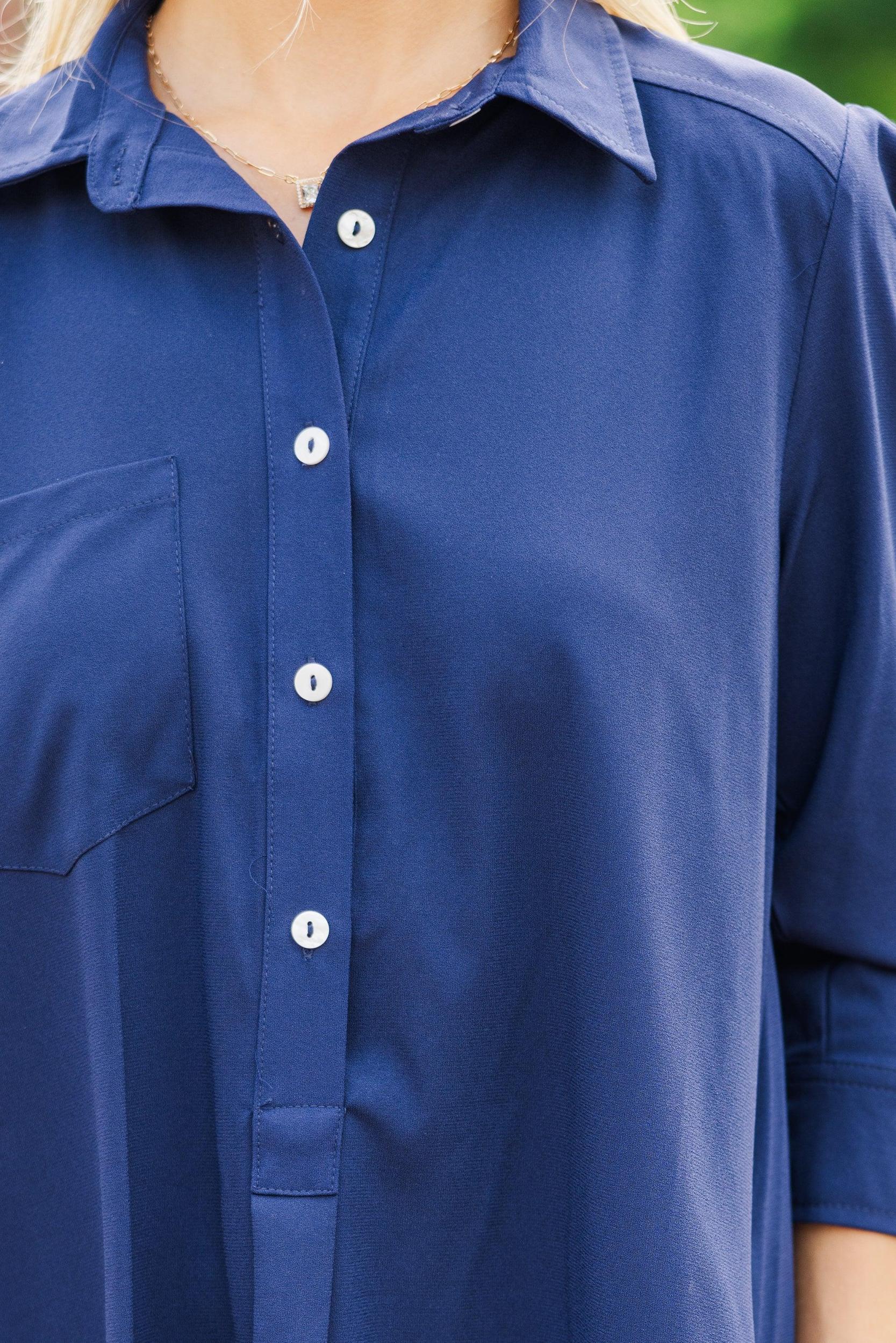 Share Your Story Navy Blue Shirt Dress Female Product Image