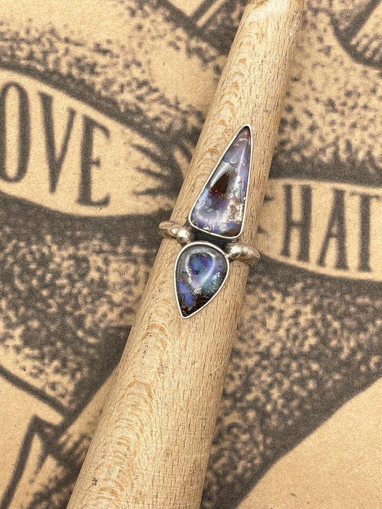 Sterling Silver Double Stone Opal Ring Product Image