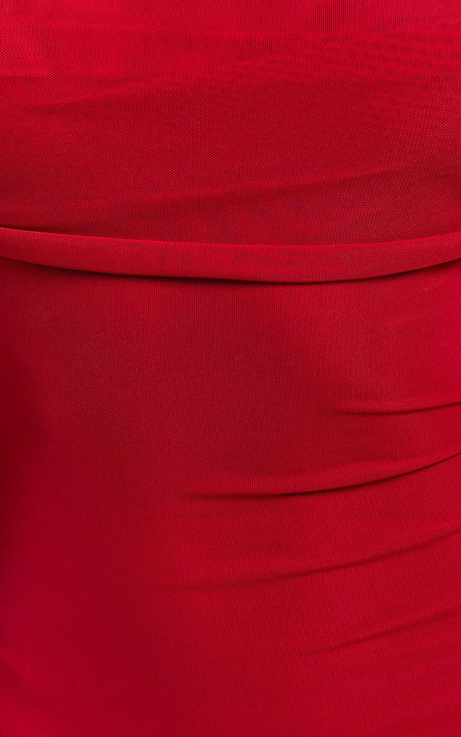 Bethanie Maxi Dress - Off The Shoulder Mesh Dress in Red Product Image