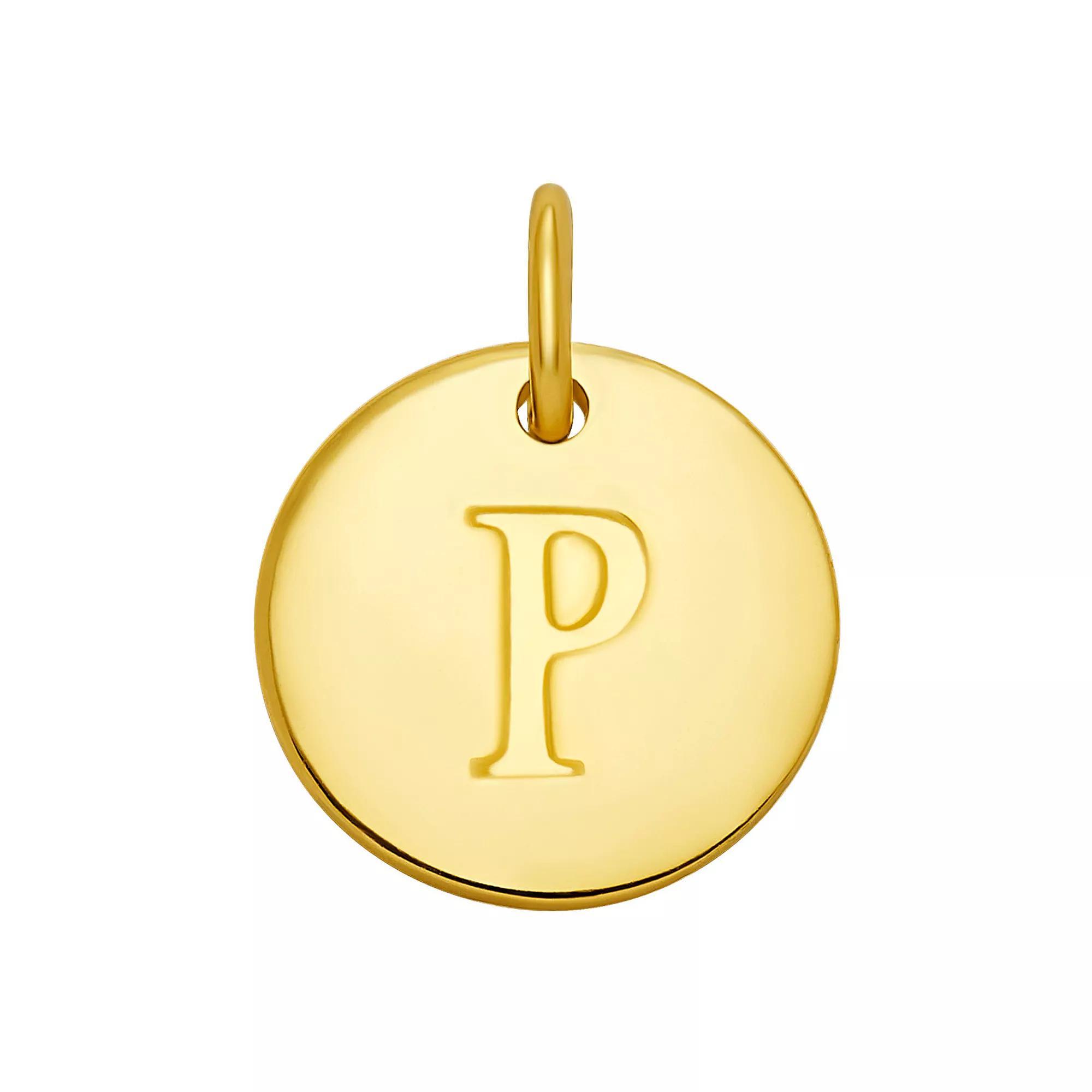 PRIMROSE 18k Gold Over Sterling Silver Letter Disc Charm, Women's, Gold Over Sterling B Product Image