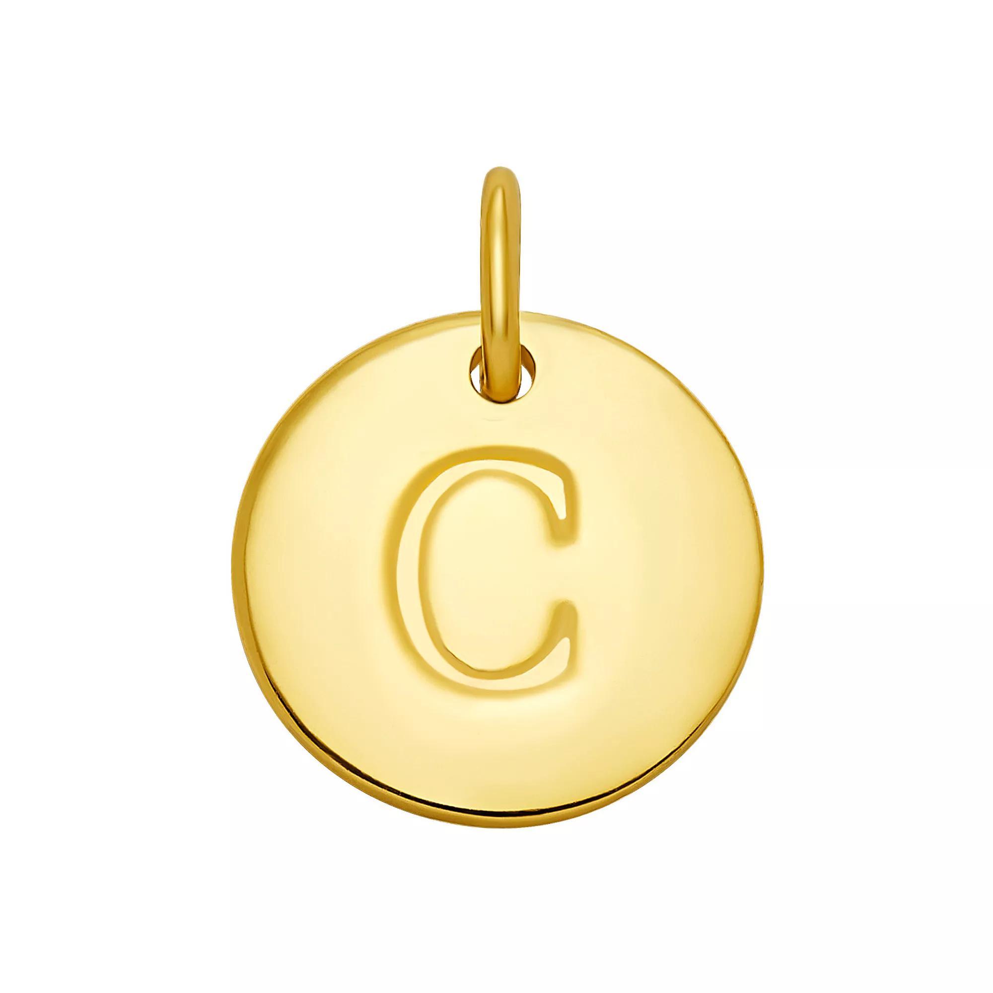 PRIMROSE 18k Gold Over Sterling Silver Letter Disc Charm, Women's, Gold Over Sterling B Product Image