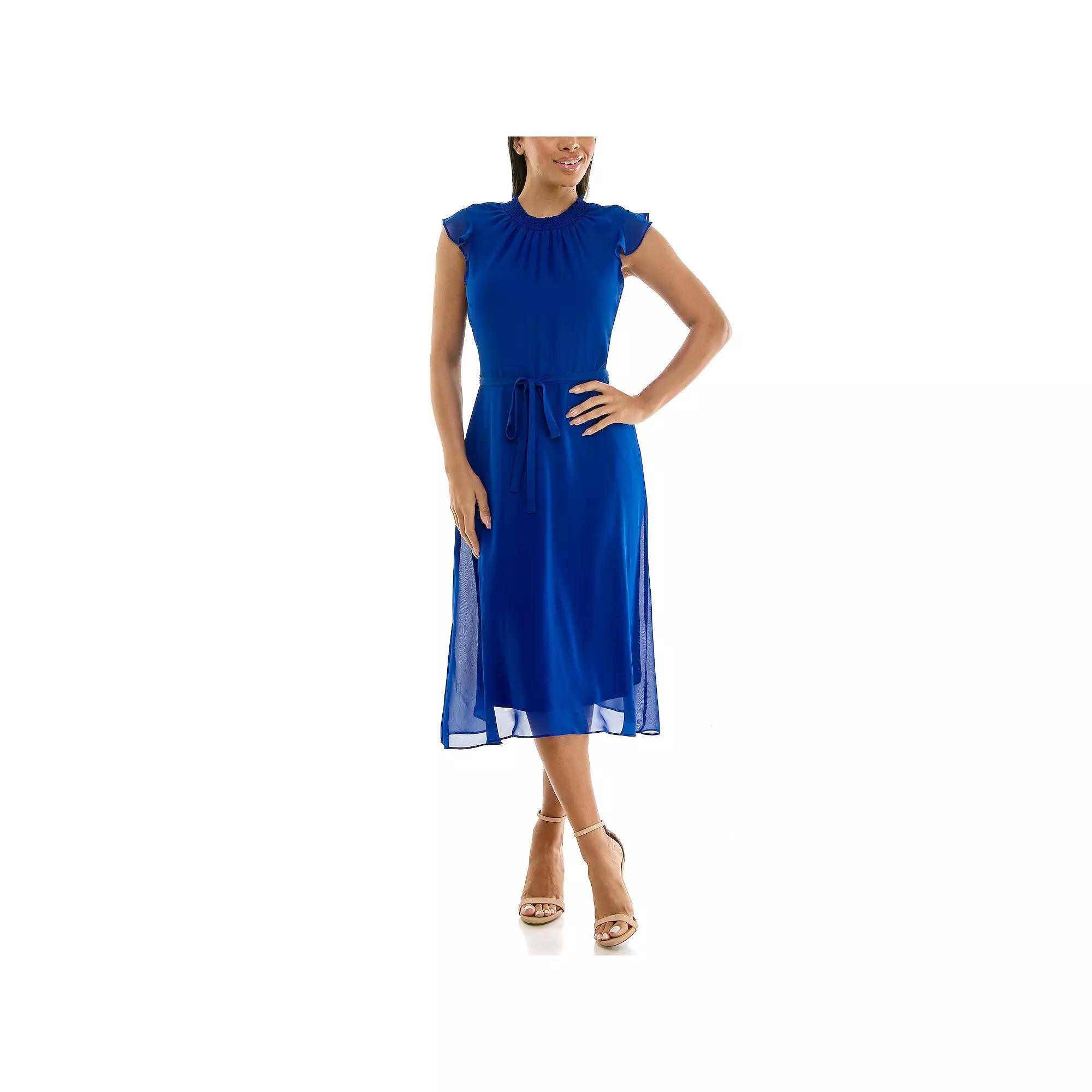 Women's Nina Leonard Mockneck Chiffon Dress, Size: Small, Green Product Image