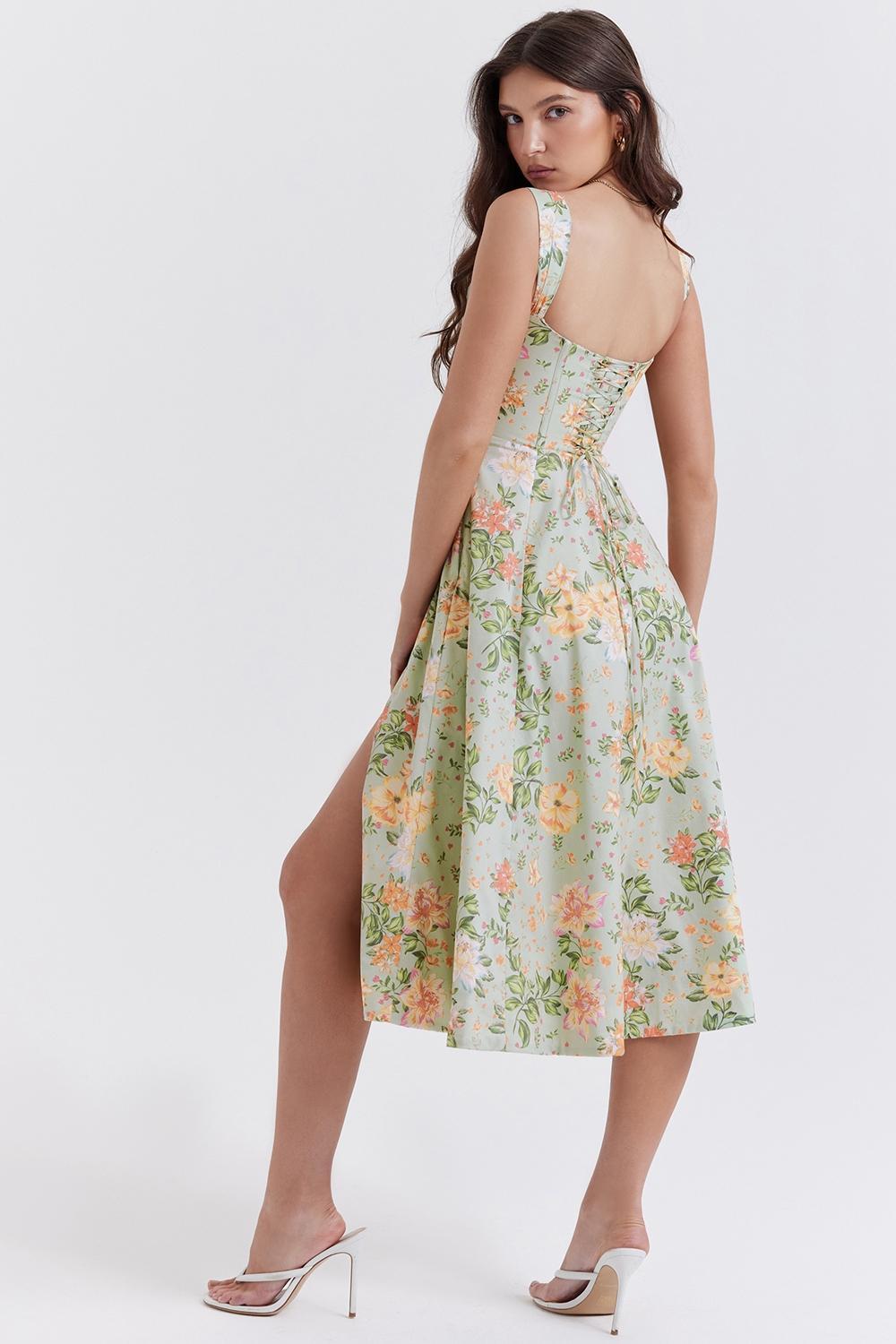 Saira Light Jade Print Midi Sundress Product Image