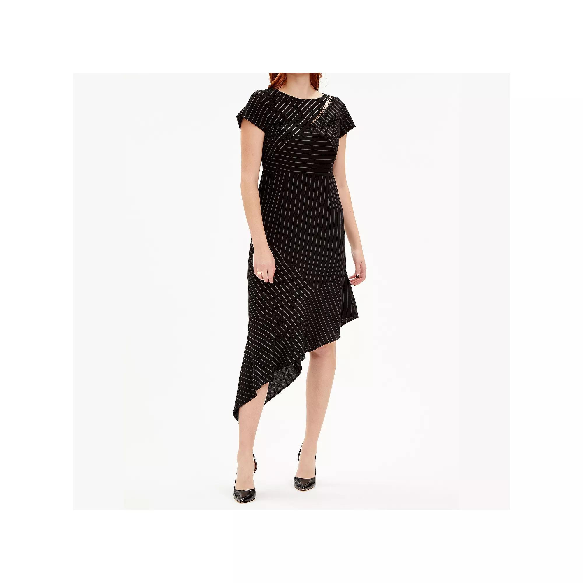 Women's Focus By Shani Asymmetrical Striped Sheath Midi Dress, Size: 16, Green Product Image