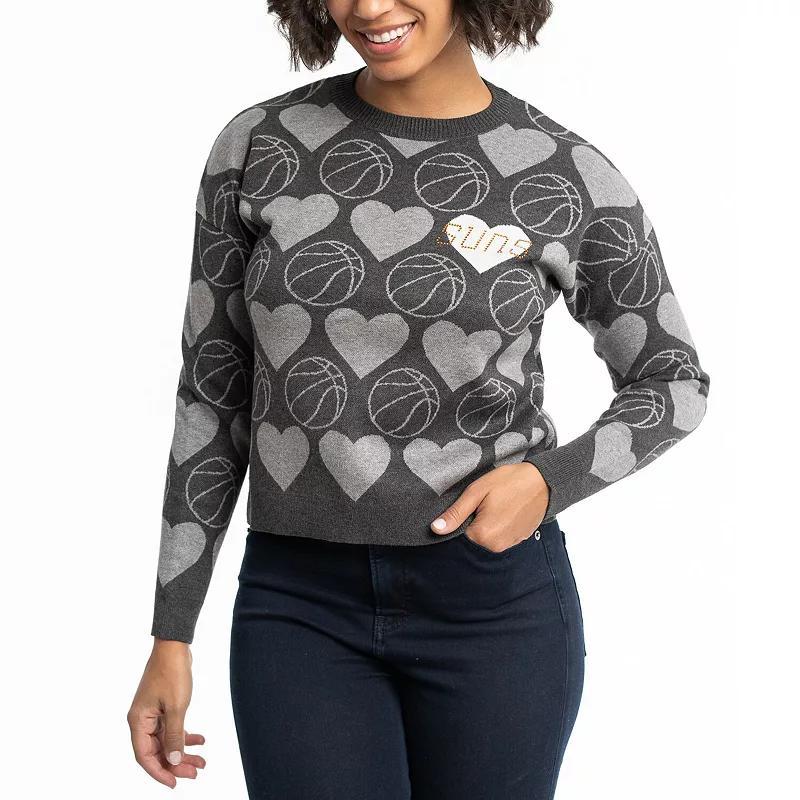 Women's Lusso Charcoal Phoenix Suns Basketball Love Crystal Intarsia Pullover Sweater, Size: Small, Phx Charco Product Image