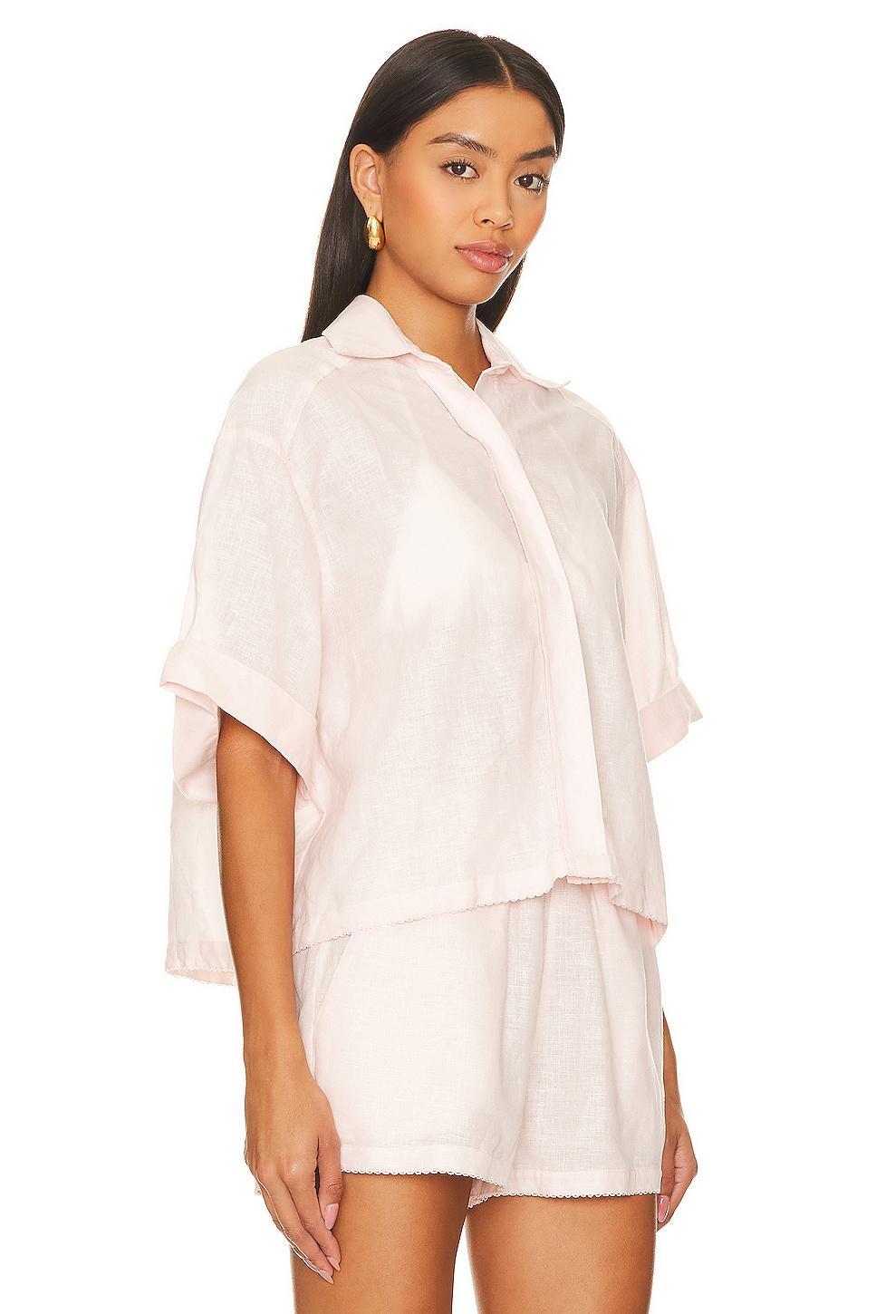 Scalloped Linen Top PQ Product Image
