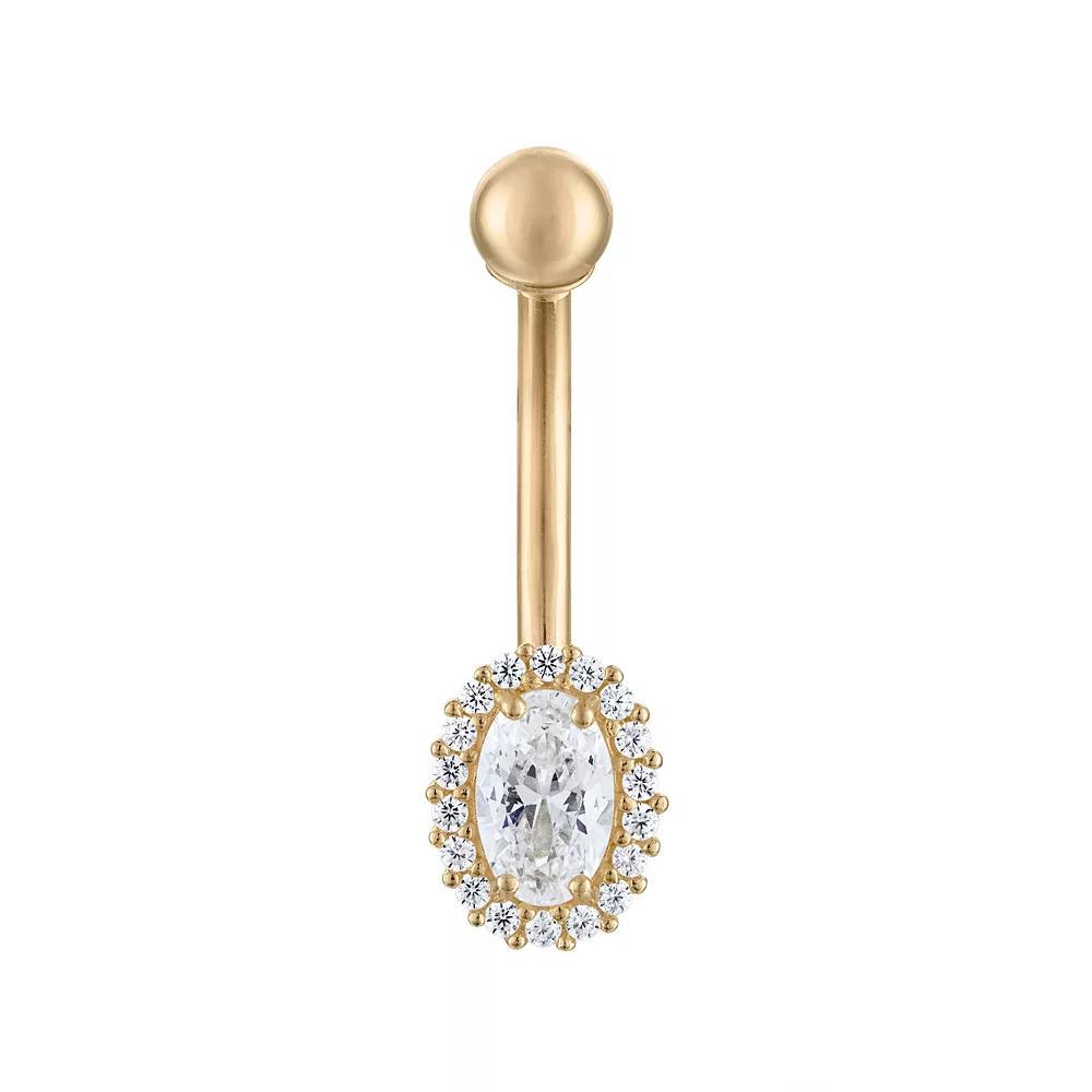 Amella Jewels 10k Gold One-Side Internally Threaded Halo-Shaped Belly Ring, Women's Product Image