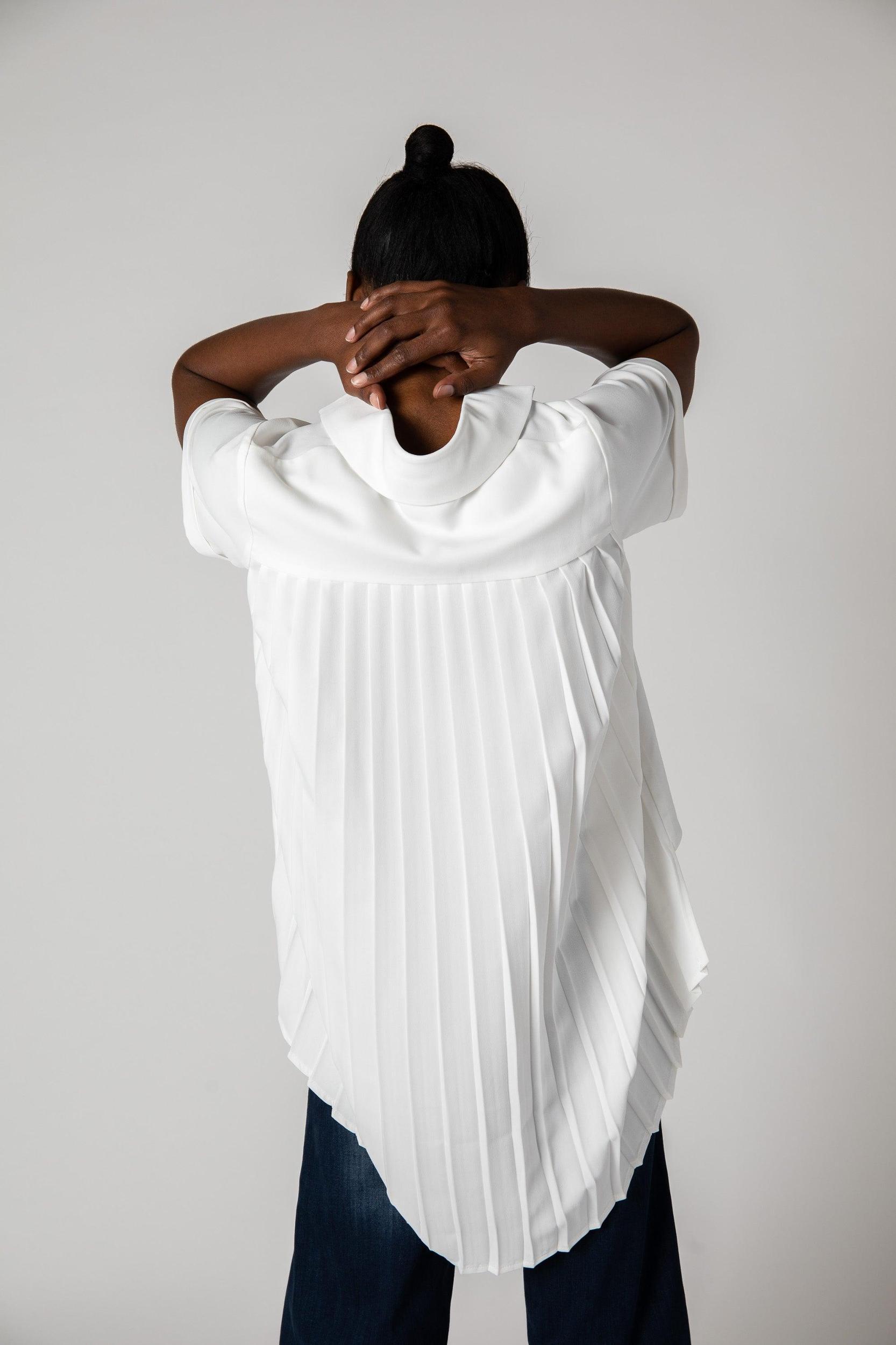 Look In The Back Pleated Blouse Product Image