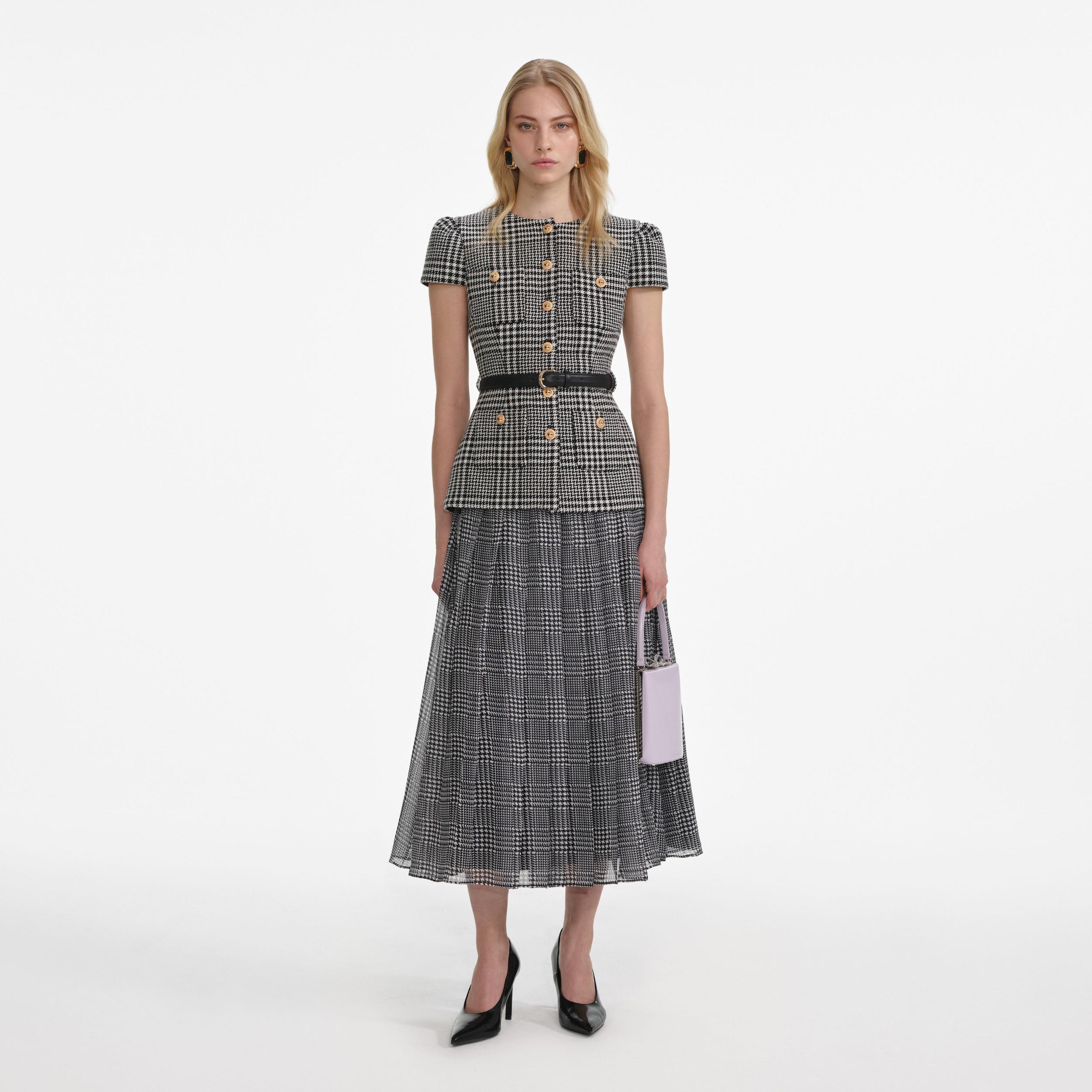 Houndstooth Tailored Midi Dress Product Image