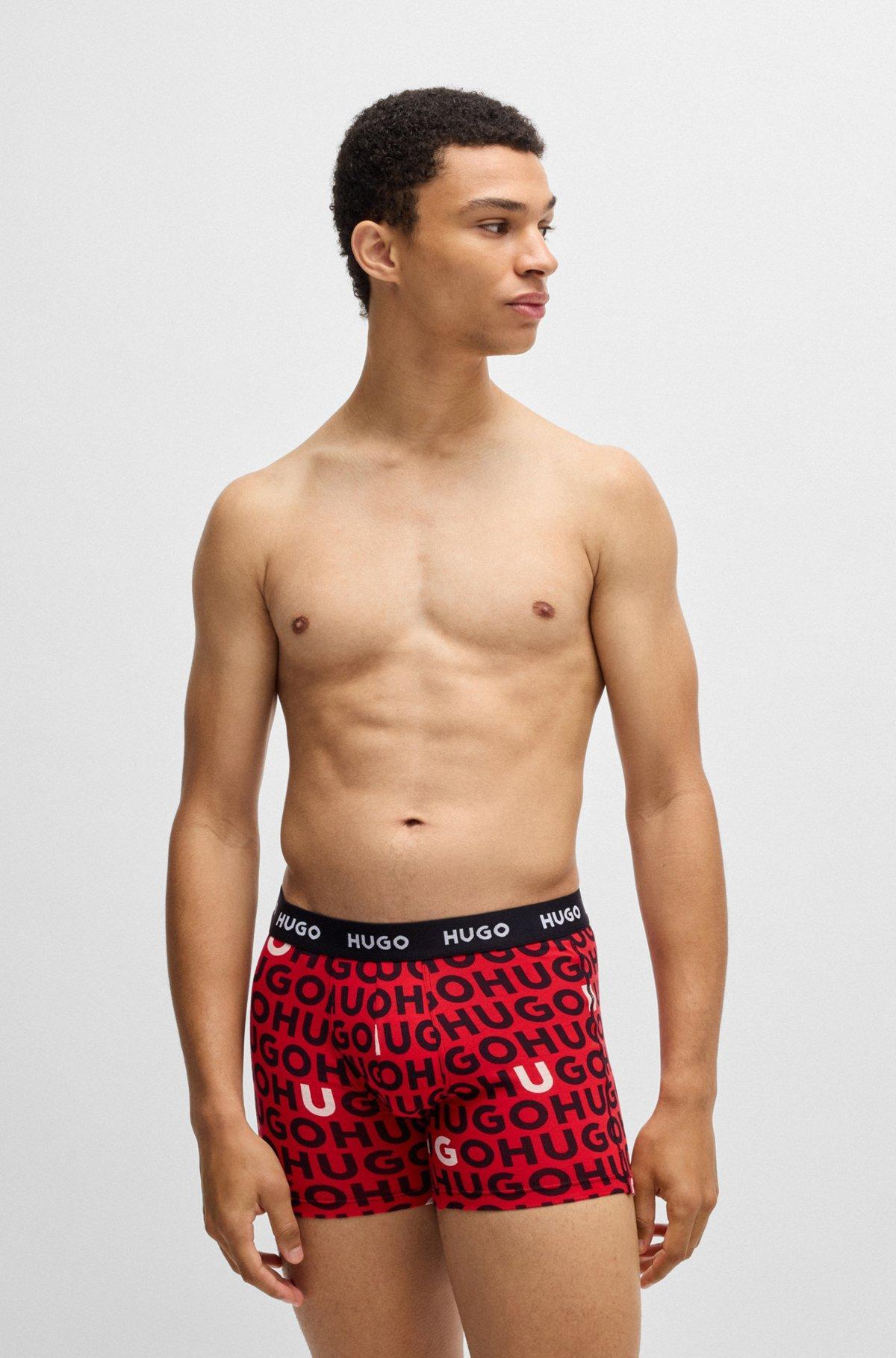Three-pack of stretch-cotton boxer briefs with logos Product Image