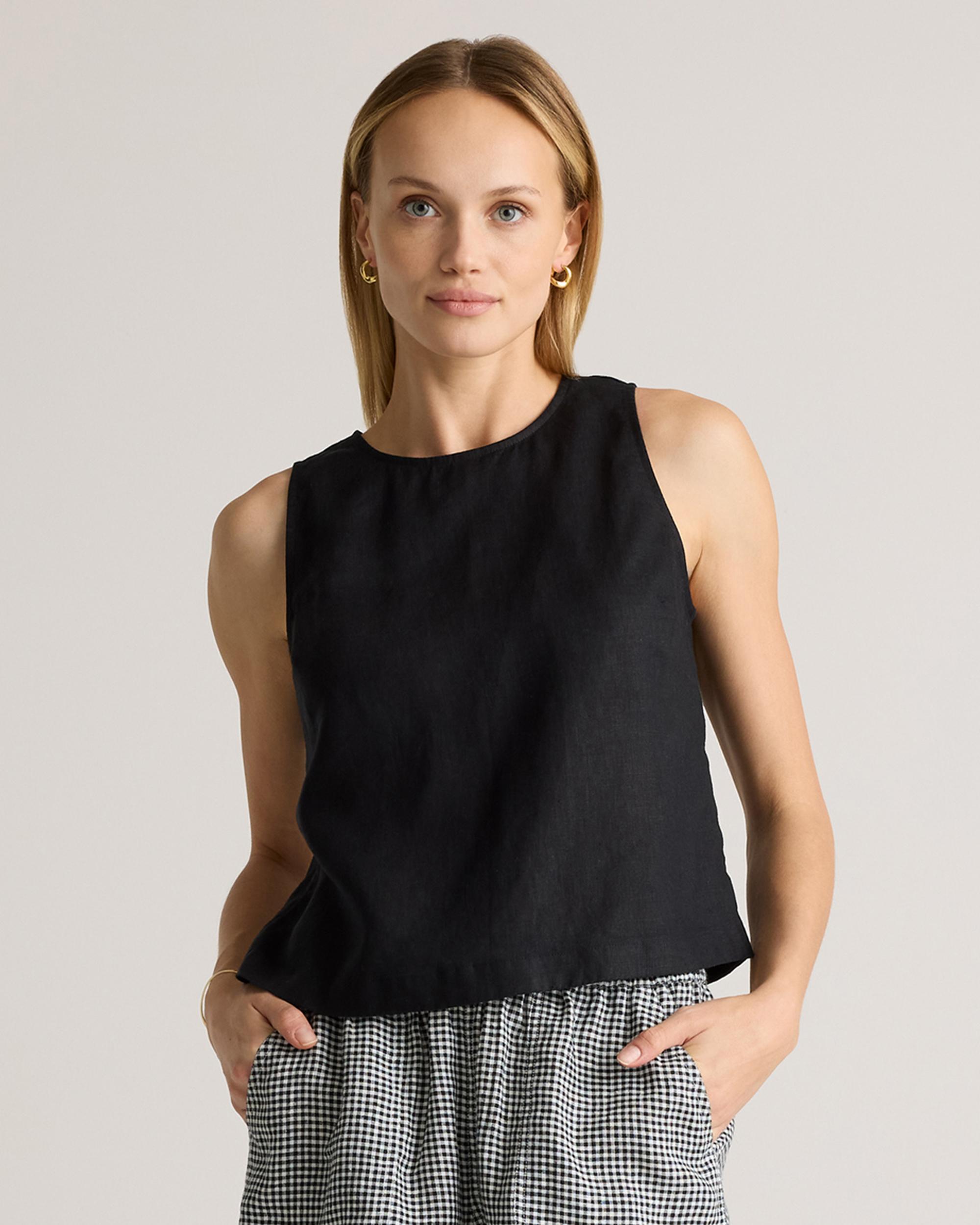 100% European Linen Cropped Tank Product Image