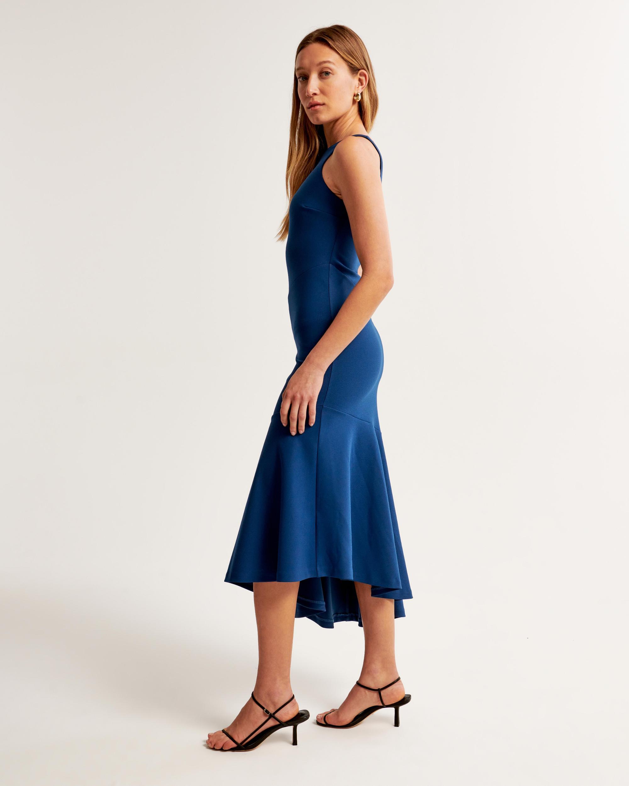 One-Shoulder Asymmetrical Hem Midi Dress Product Image