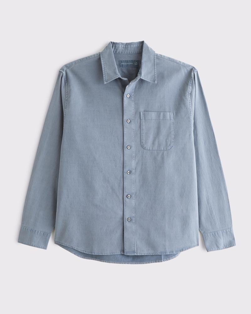 Long-Sleeve Garment Dye Button-Up Shirt Product Image