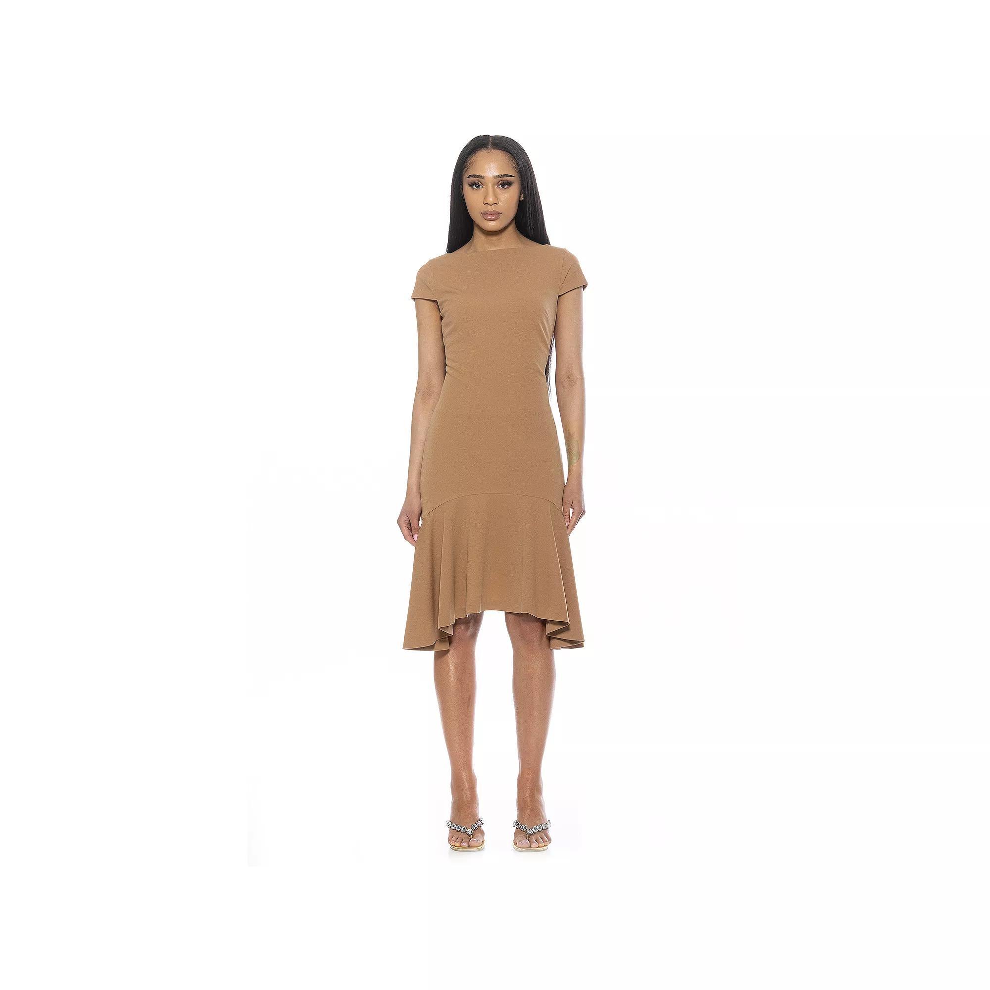 Women's ALEXIA ADMOR Renata Cap Sleeve Dropped Waist Flared Dress, Size: XS, Nude Product Image