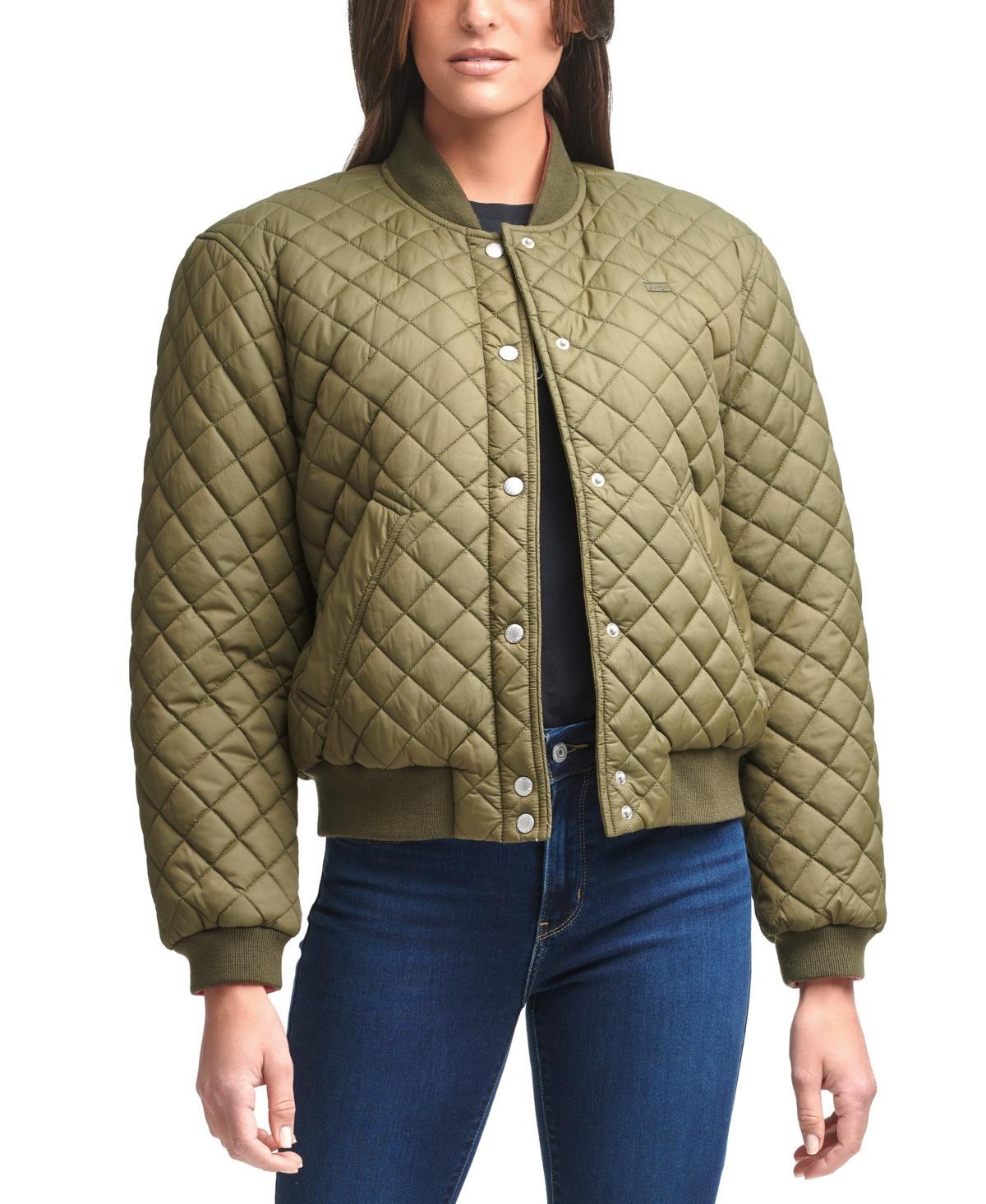 Women's Levi's® Diamond Quilted Bomber Jacket with Sherpa Lining, Size: Medium, Black Product Image