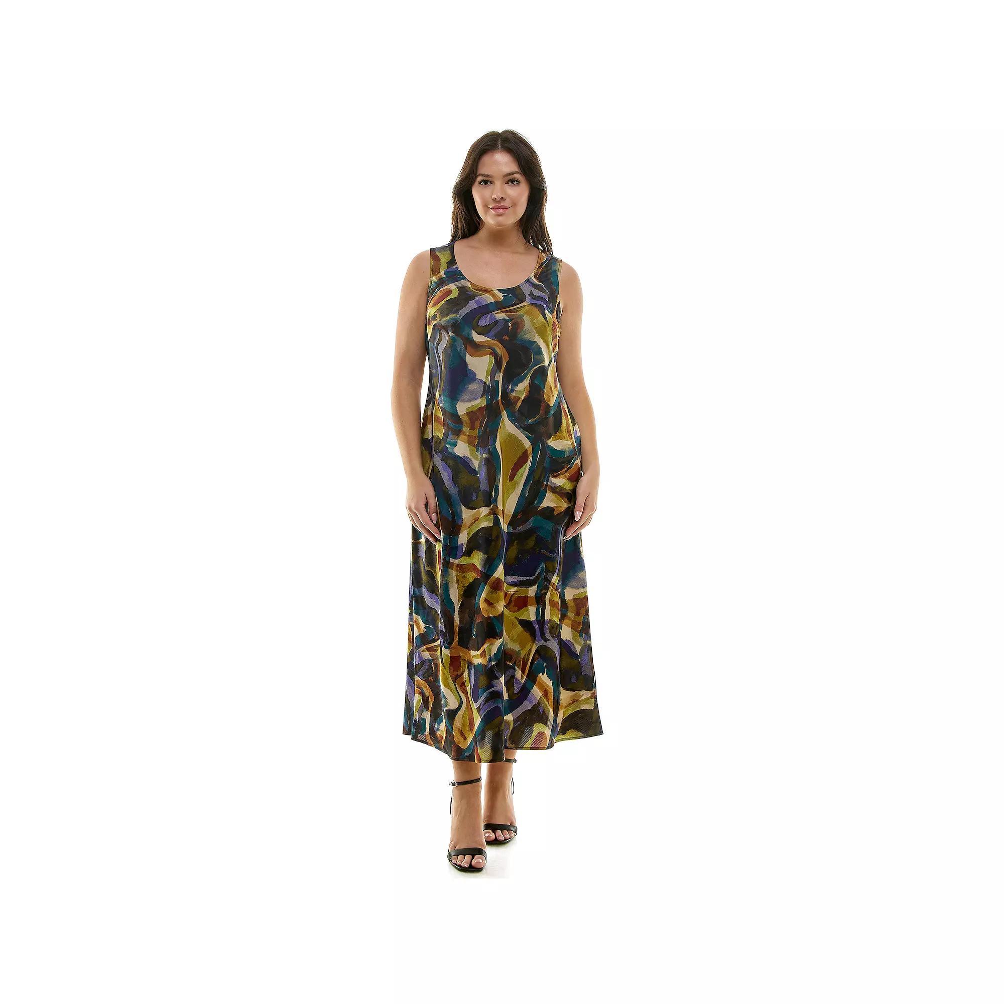 Plus Size Luxology Satin Slip Dress, Women's, Size: 2XL, Purple Olive Brown Product Image