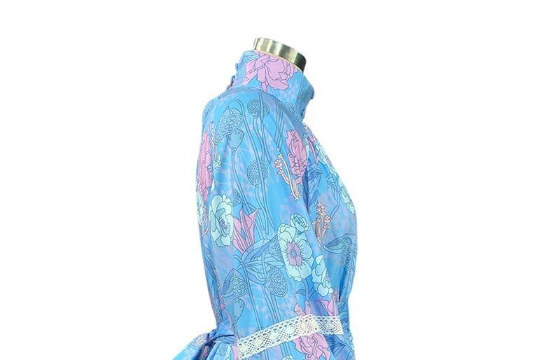 Long-Sleeve Floral Print Mini A-Line Shirt Dress Product Image