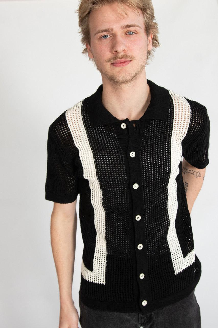 Crochet Bowling Style Button Up Shirt Product Image