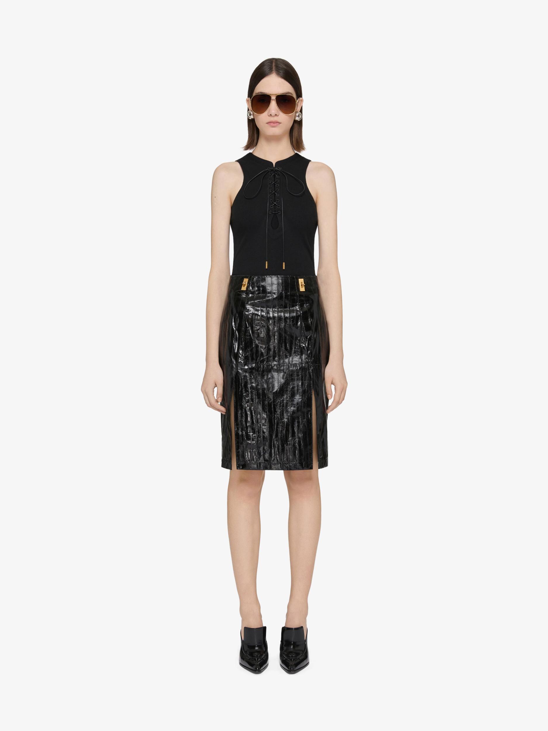 Slim fit tank top in cotton with laces and 4G detail Product Image
