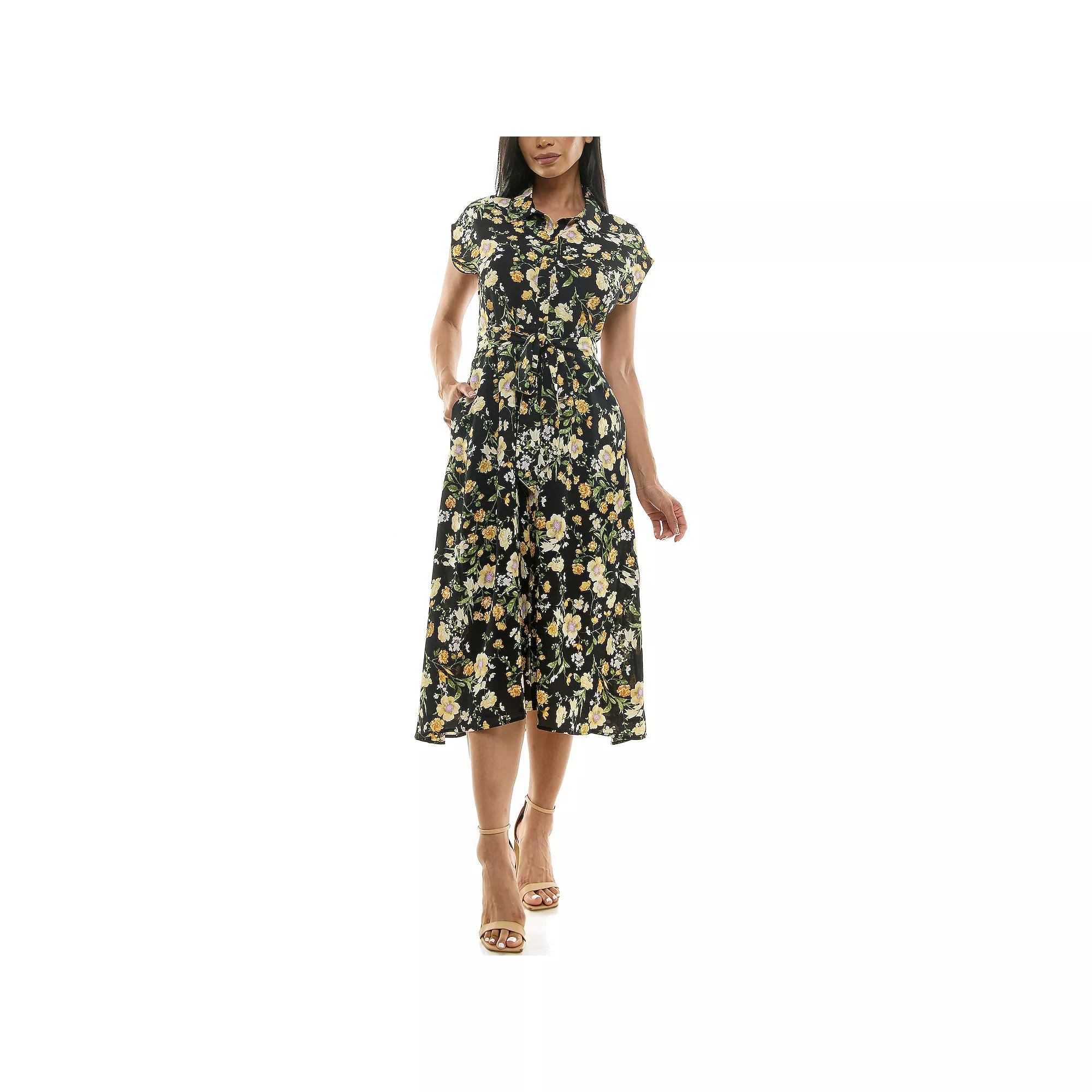 Womens Nina Leonard Collared Button Front Dress Blue Team Product Image