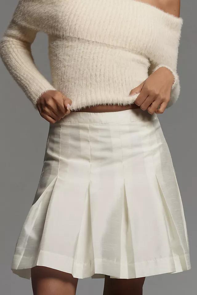 Maeve Pleated Taffeta Mini Skirt Product Image