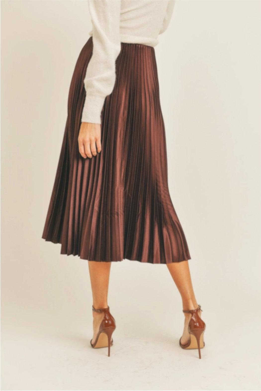 Pleated Midi Copper Skirt Product Image