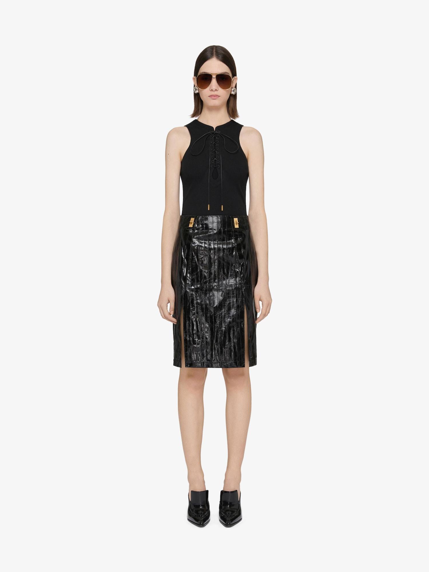 Slim fit tank top in cotton with laces and 4G detail Product Image