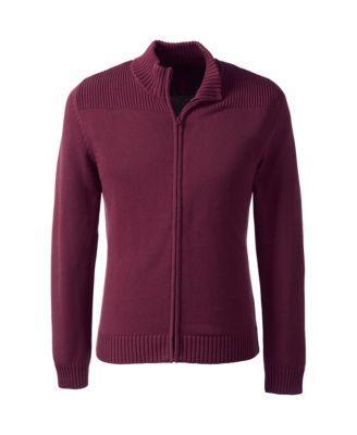 Mens Lands End School Uniform Zip-Front Cardigan Sweater Classic Blue Product Image