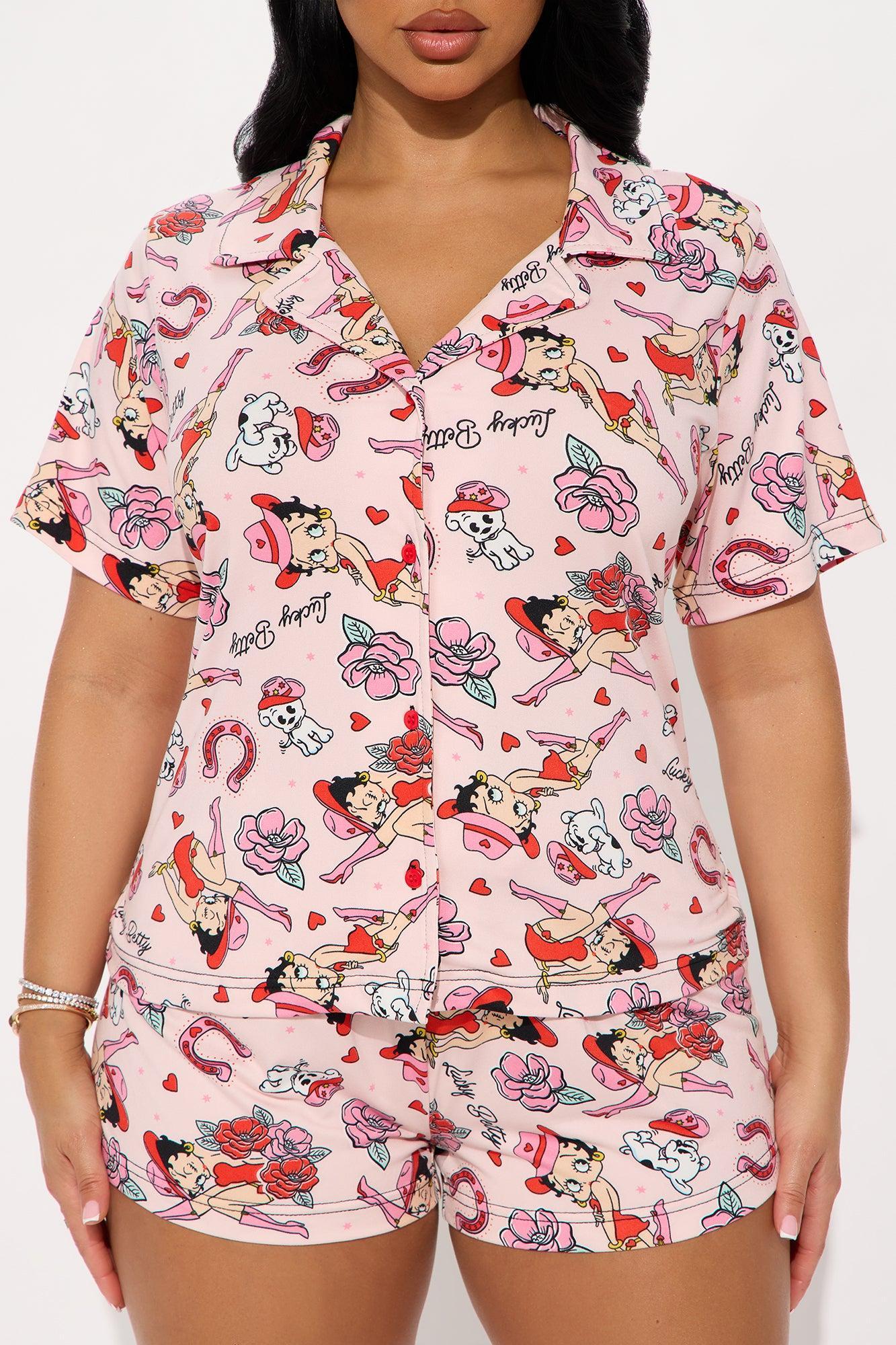 Betty Boop Lucky Cowgirl PJ Short Set - Pink/combo Product Image