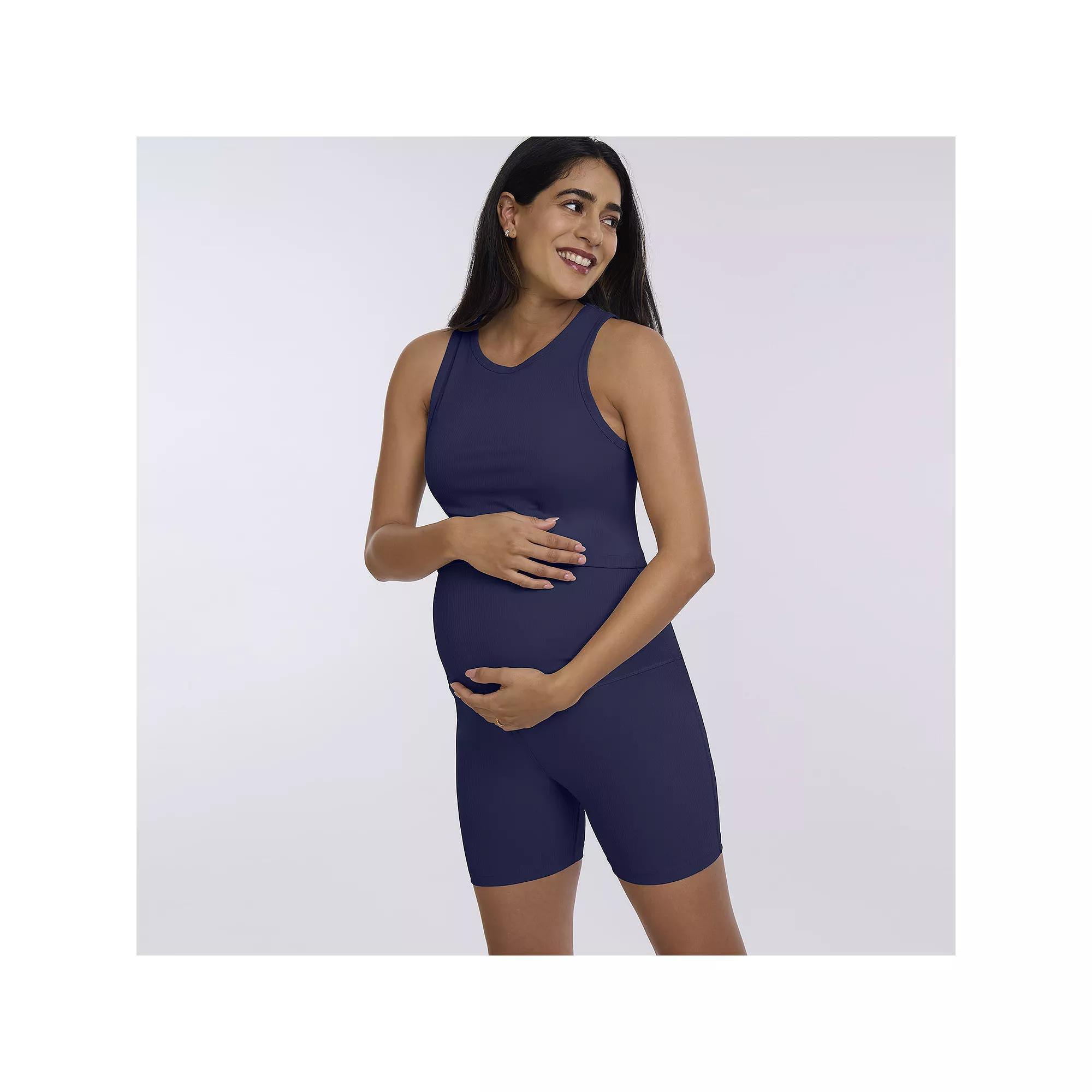 Maternity Motherhood® Cropped Racerback Tank Top, Women's, Size: XXL-MAT, Blue Blazer Product Image