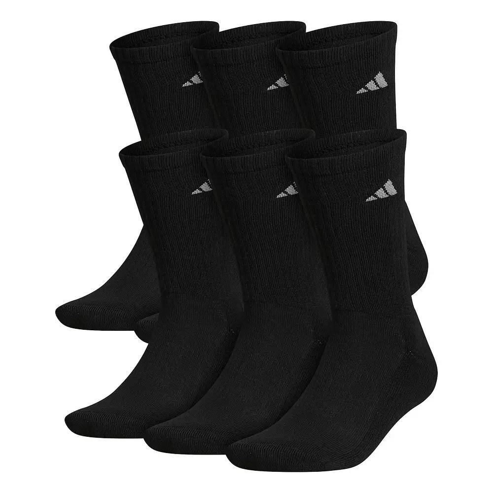 Men's adidas 6-pack Solid Color Athletic Cushioned Crew Socks, Size: 5-8, Black Product Image