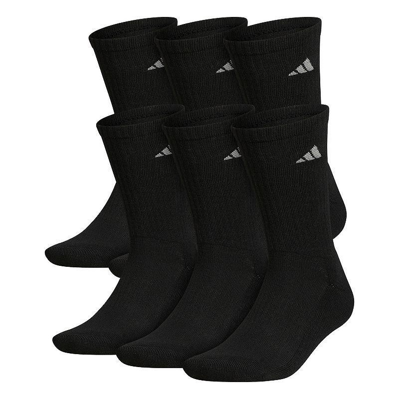 Men's adidas 6-pack Solid Color Athletic Cushioned Crew Socks, Size: 8-12, Medium Gray Product Image