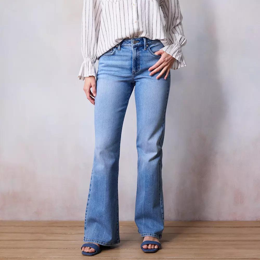 Women's LC Lauren Conrad Super High Waisted Flare Jeans, Size: 12 Short, Tara Blue Product Image